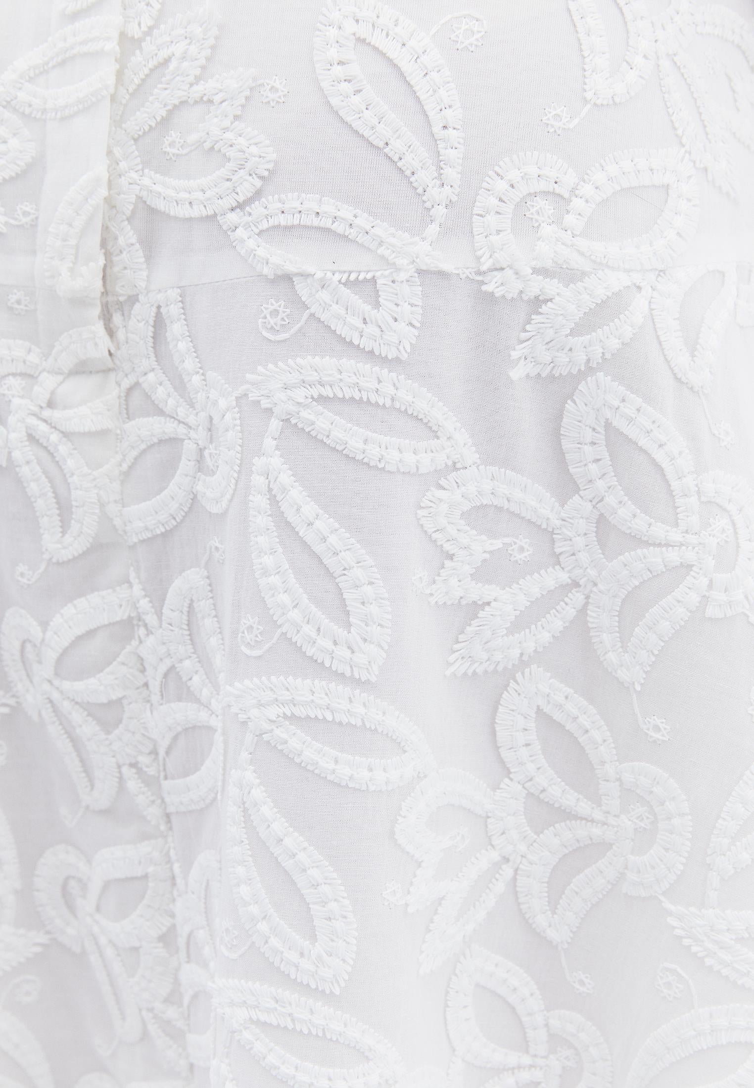 Belted Asymmetric Embroidered Midi Skirt - WHITE