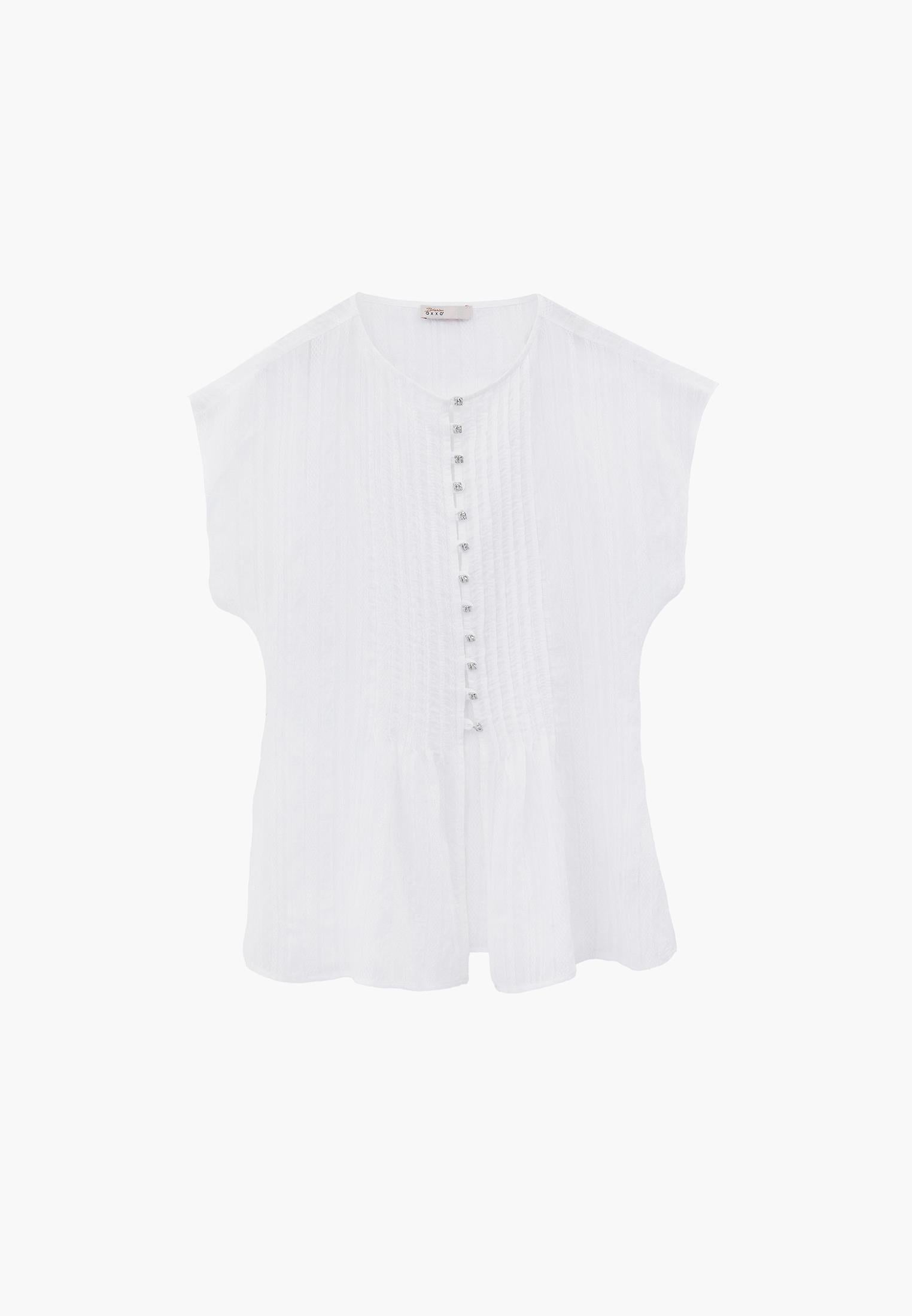 Tunic Blouse With Embroidery Details - WHITE