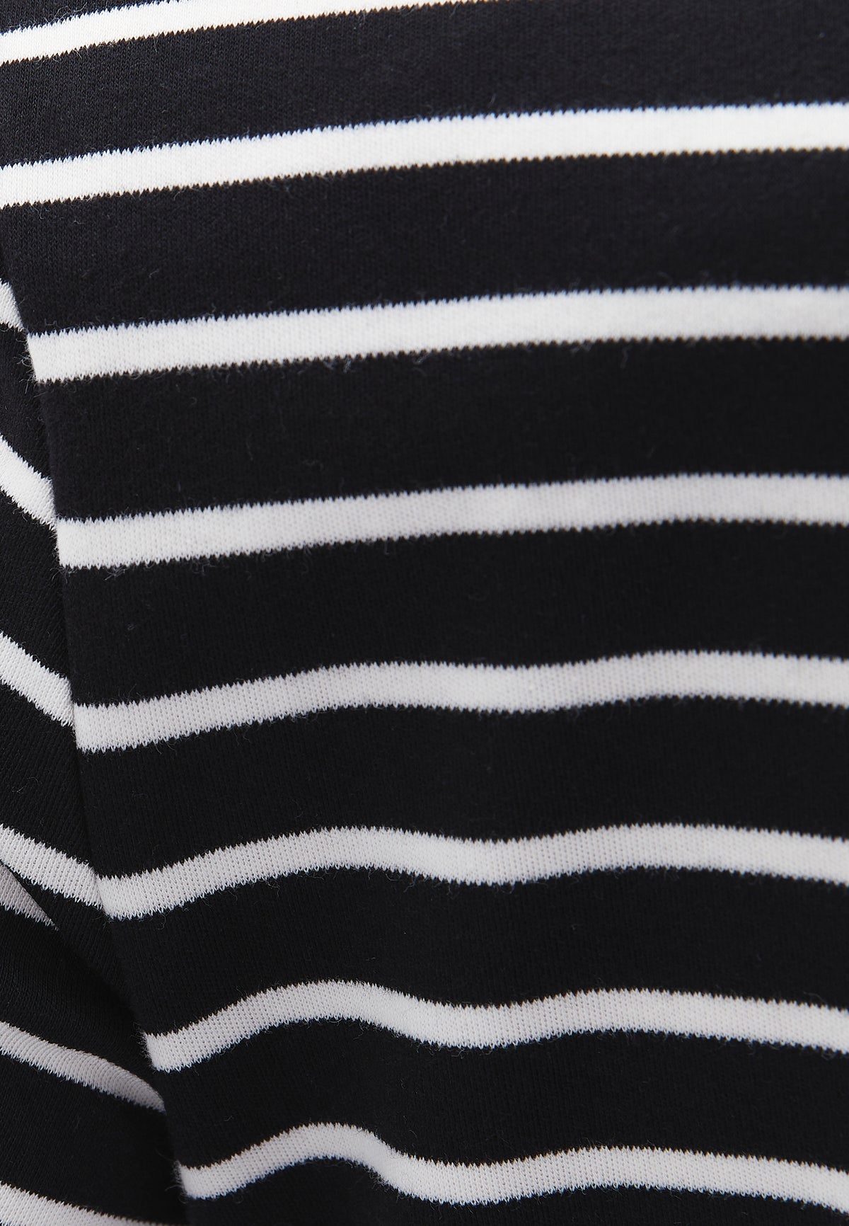 Long Sleeve Boat Neck Sweatshirt - BLACK/WHITE