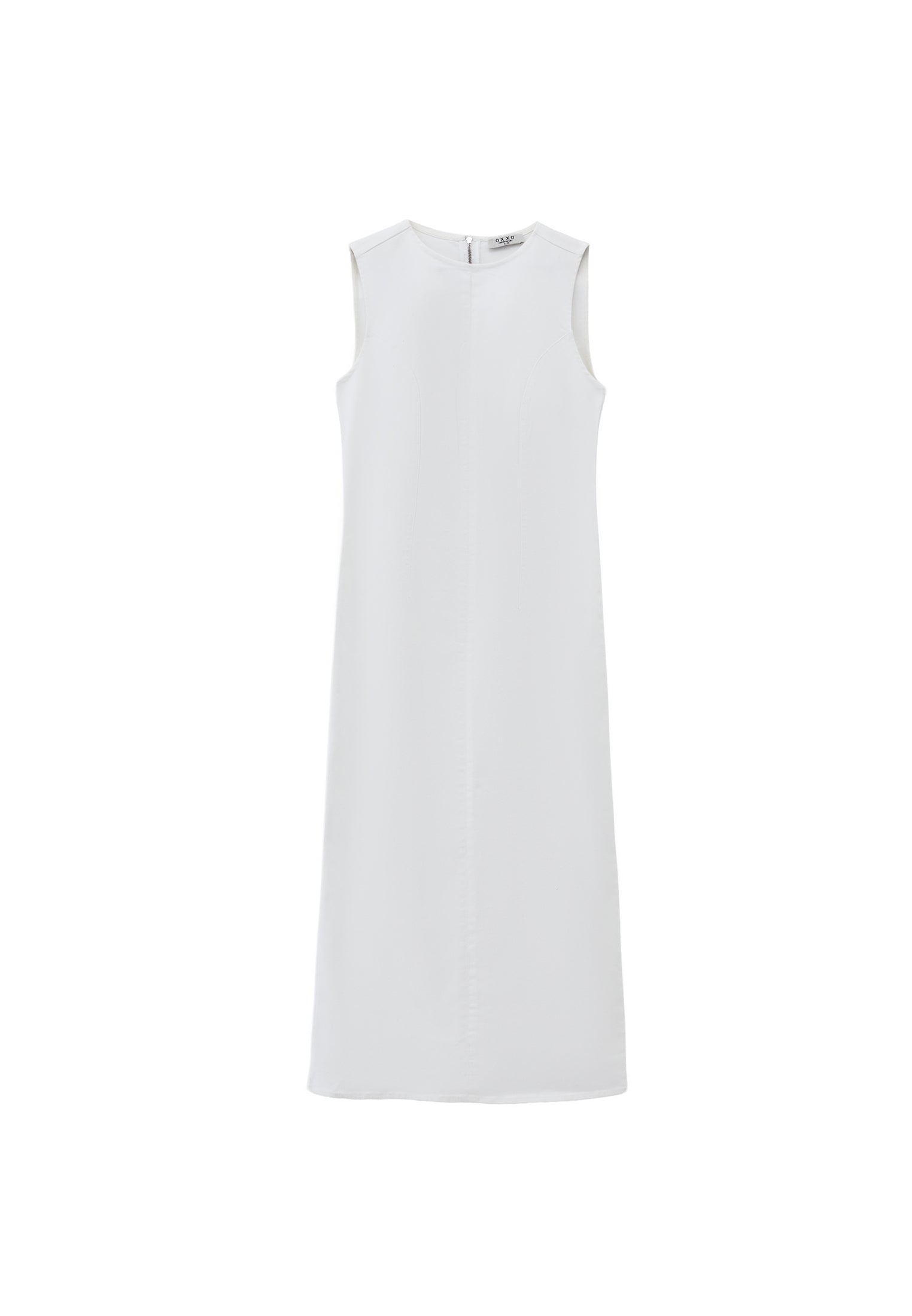 Boat Neck Sleeveless Long Slim Dress - WHITE