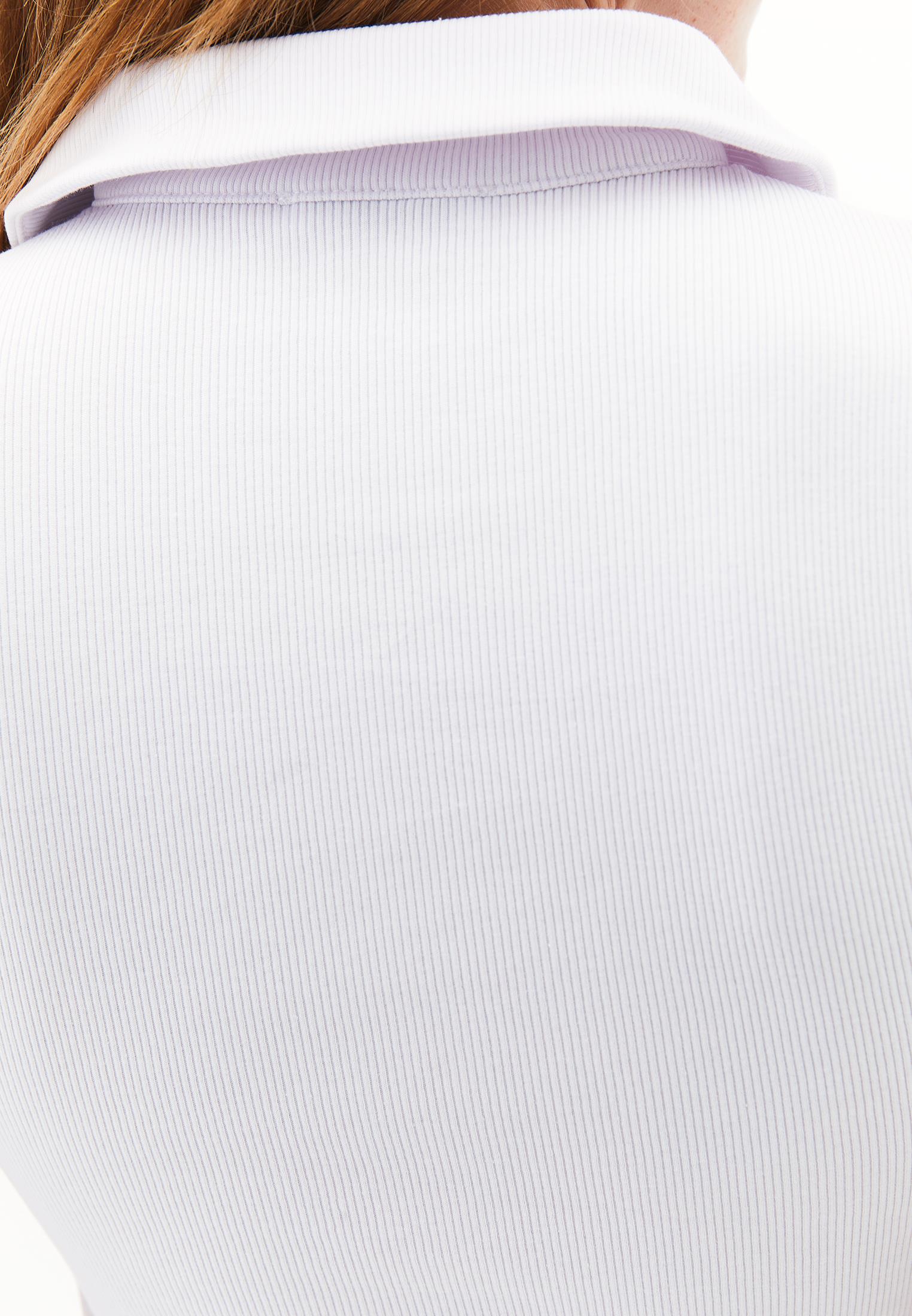 Zip Detailed Polo Collar Tank Top - WHITE