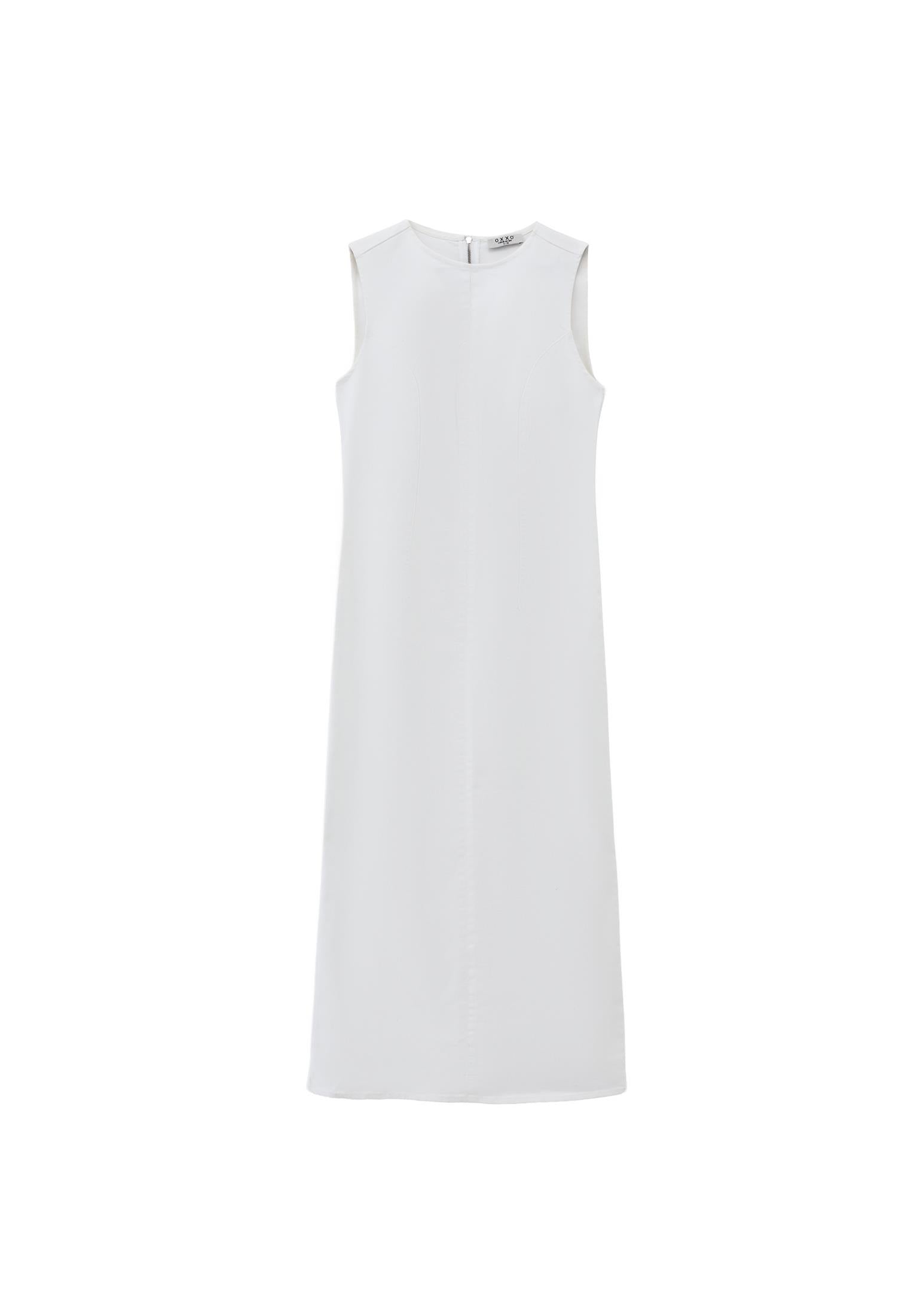 Boat Neck Sleeveless Long Slim Dress - WHITE