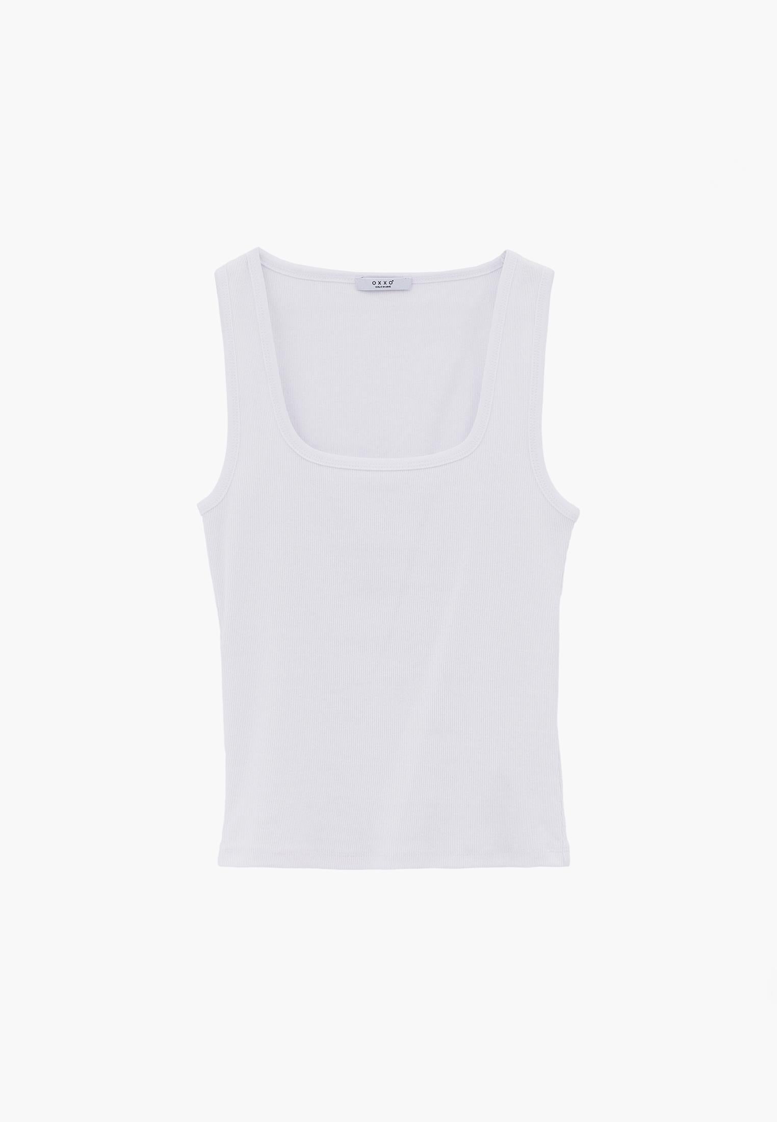 Square Neck Bodycon Tank Top - WHITE