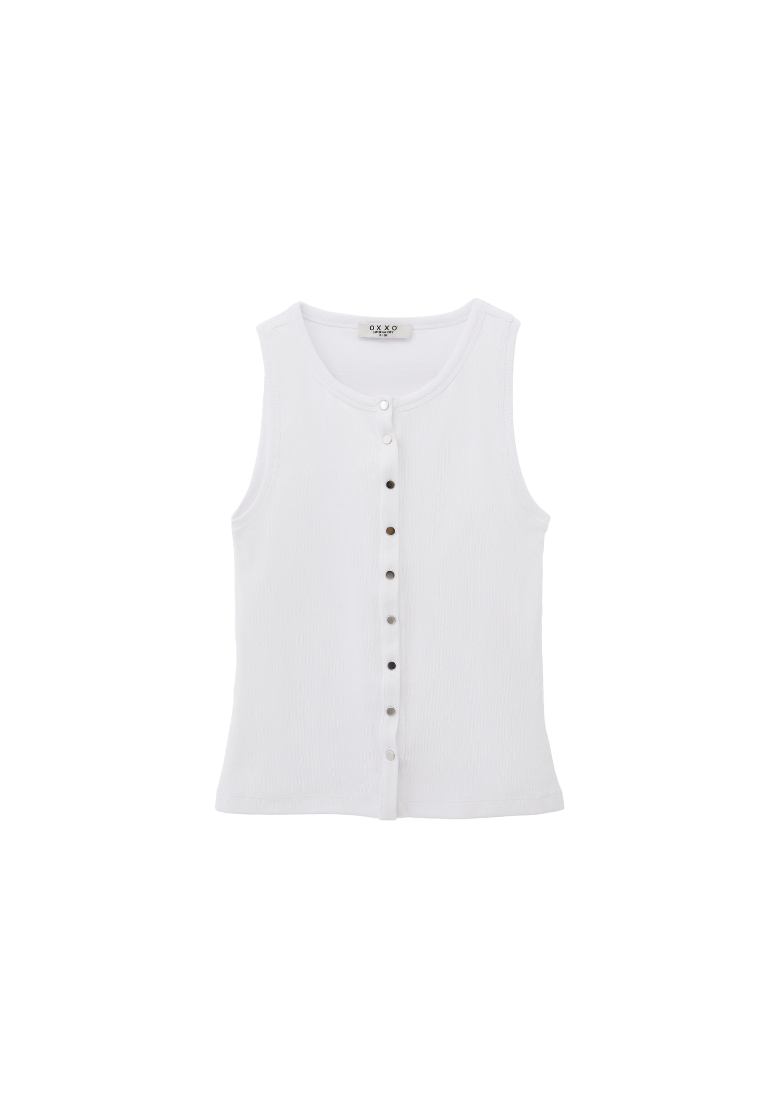 Sleeveless Tank Top With Crew Neck - WHITE
