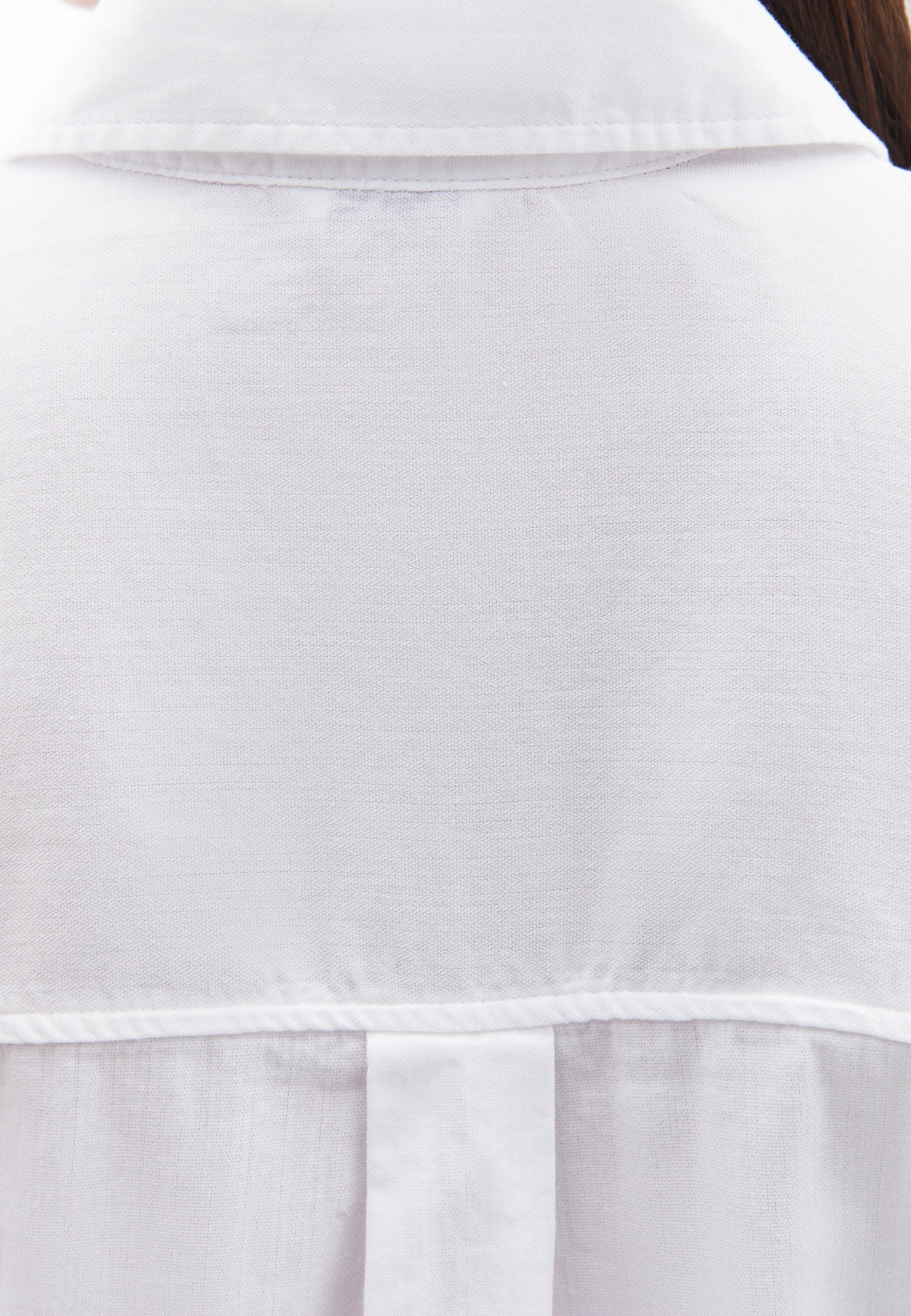 Long Sleeve Shirt Collar Shirt With Button Details - WHITE