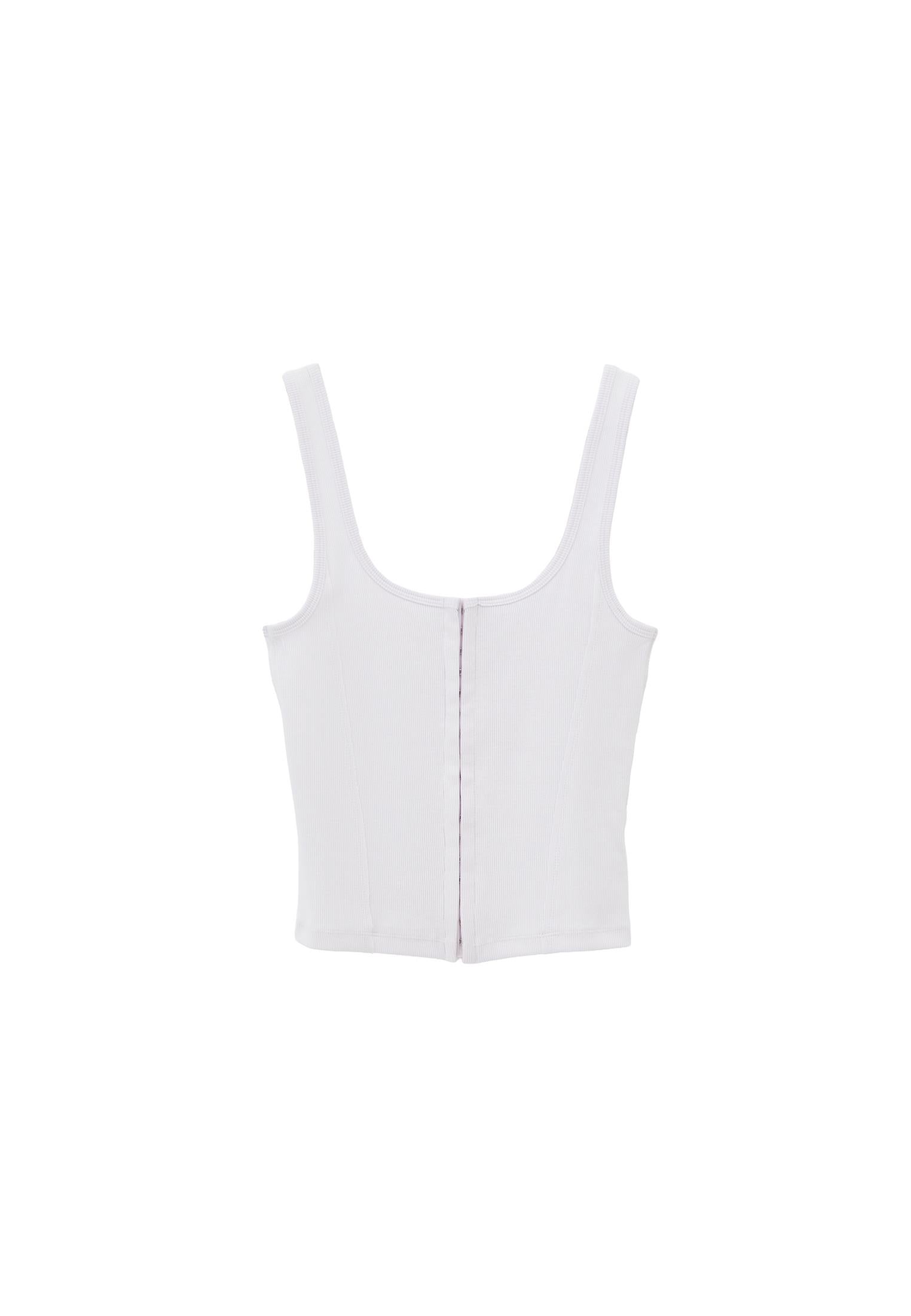 U Neck Bodycon Tank Top - WHITE