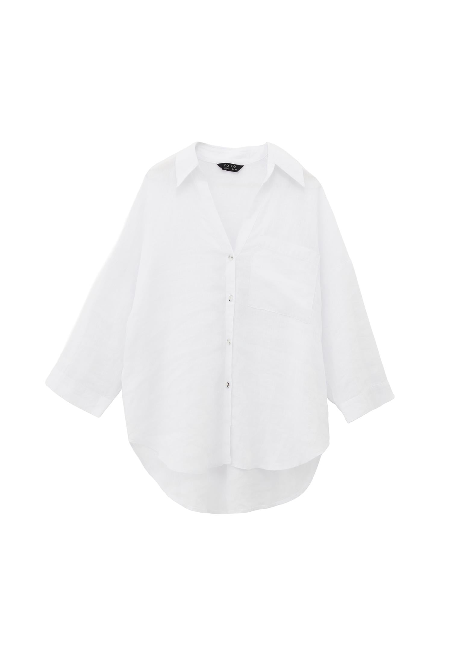 Shirt Collar Oversize Tunic Shirt - WHITE
