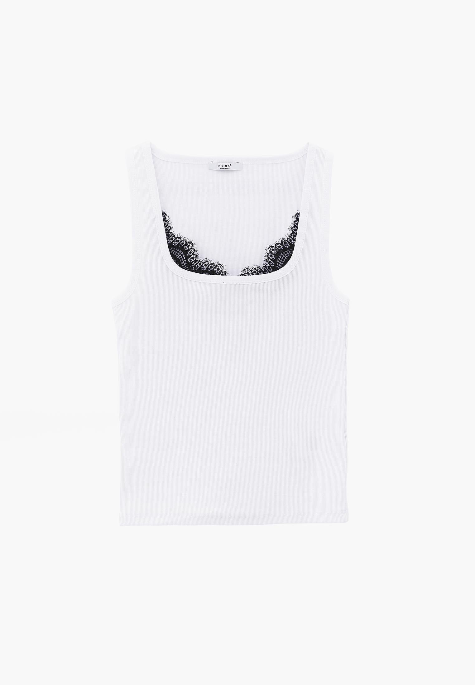 Square Neck Sleeveless Women's Tank Top - WHITE