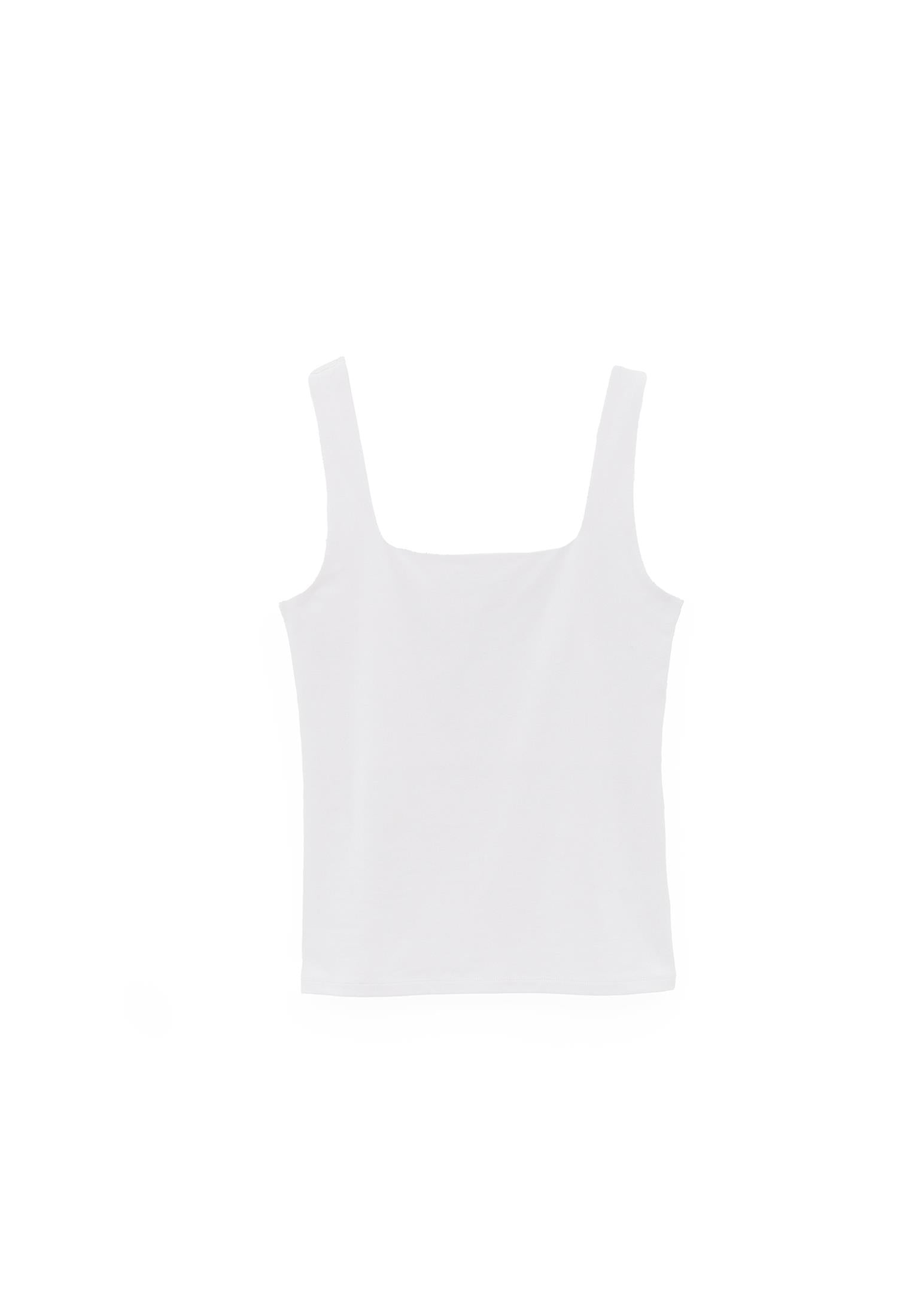 Square Neck Bodycon Tank Top - WHITE