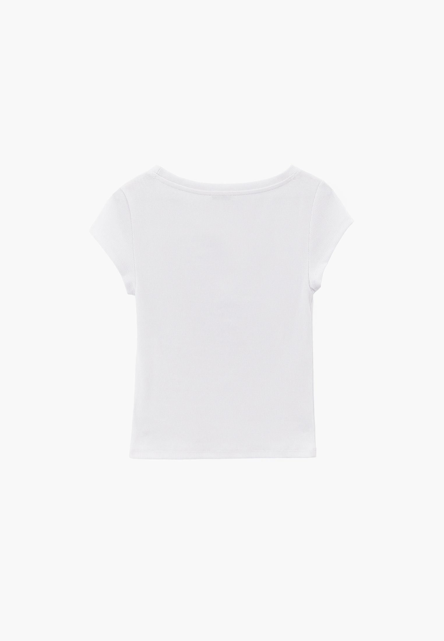 Boat Neck Short Sleeve T-Shirt - WHITE
