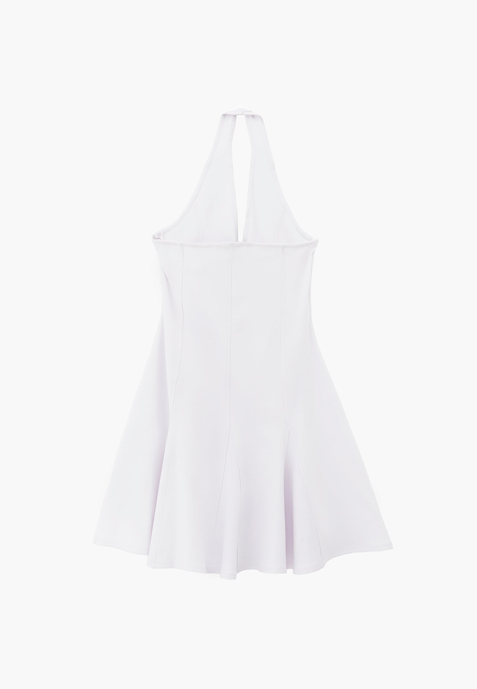 Flared Cut V-Neck Short Dress - WHITE