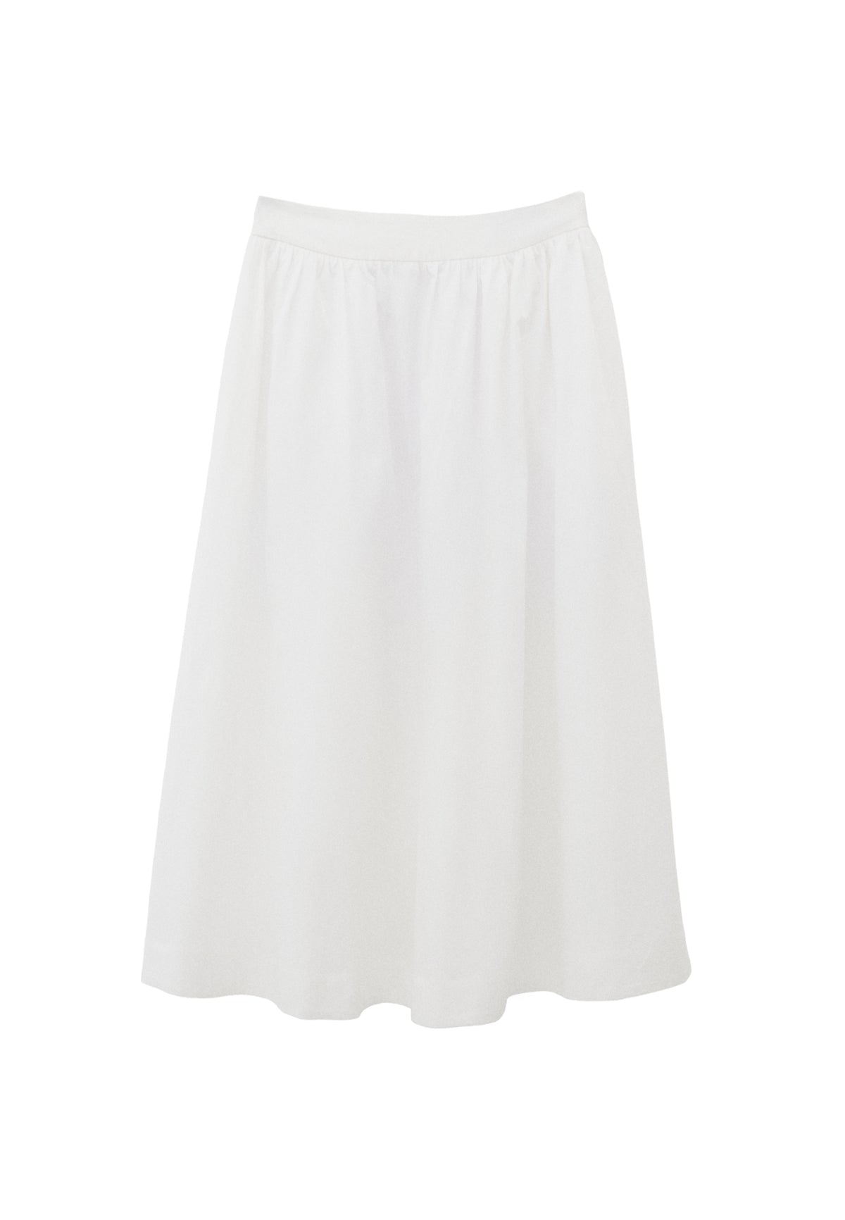 High Waist Long A-Line Skirt - WHITE