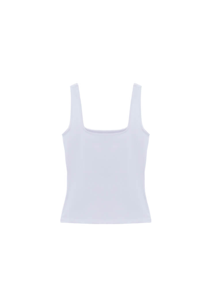 Square Neck Tank Top - WHITE