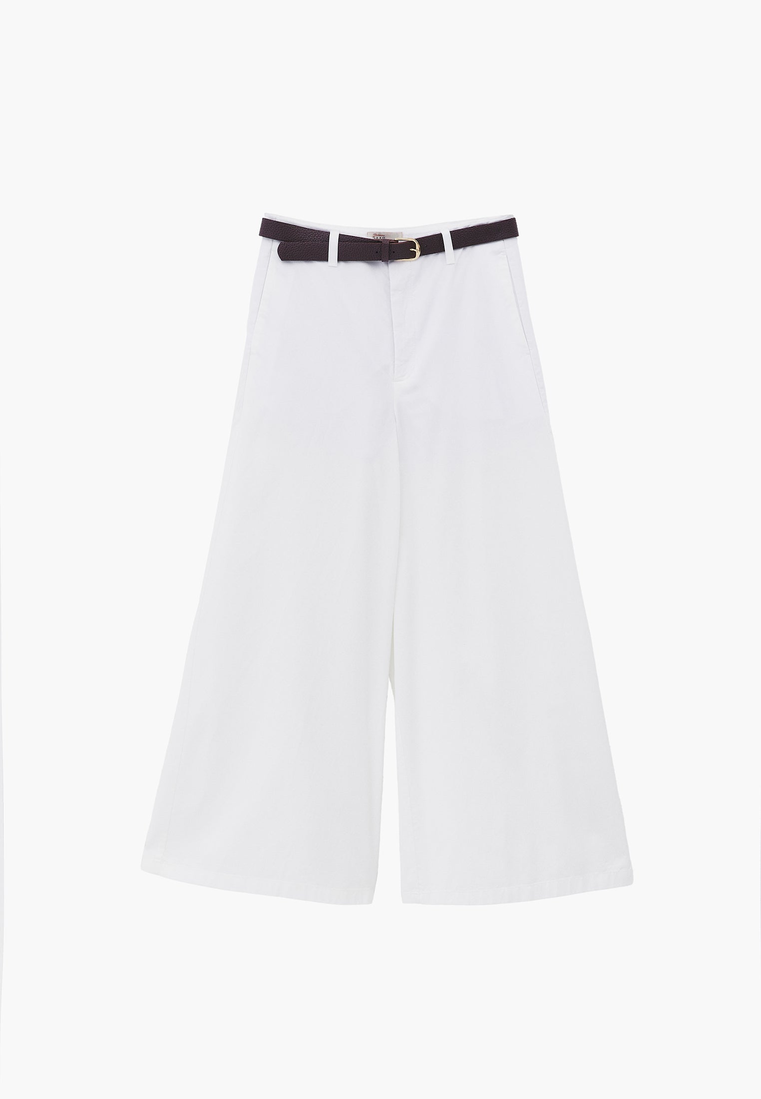 Summer Wide Leg Pants With Belt Detail - WHITE