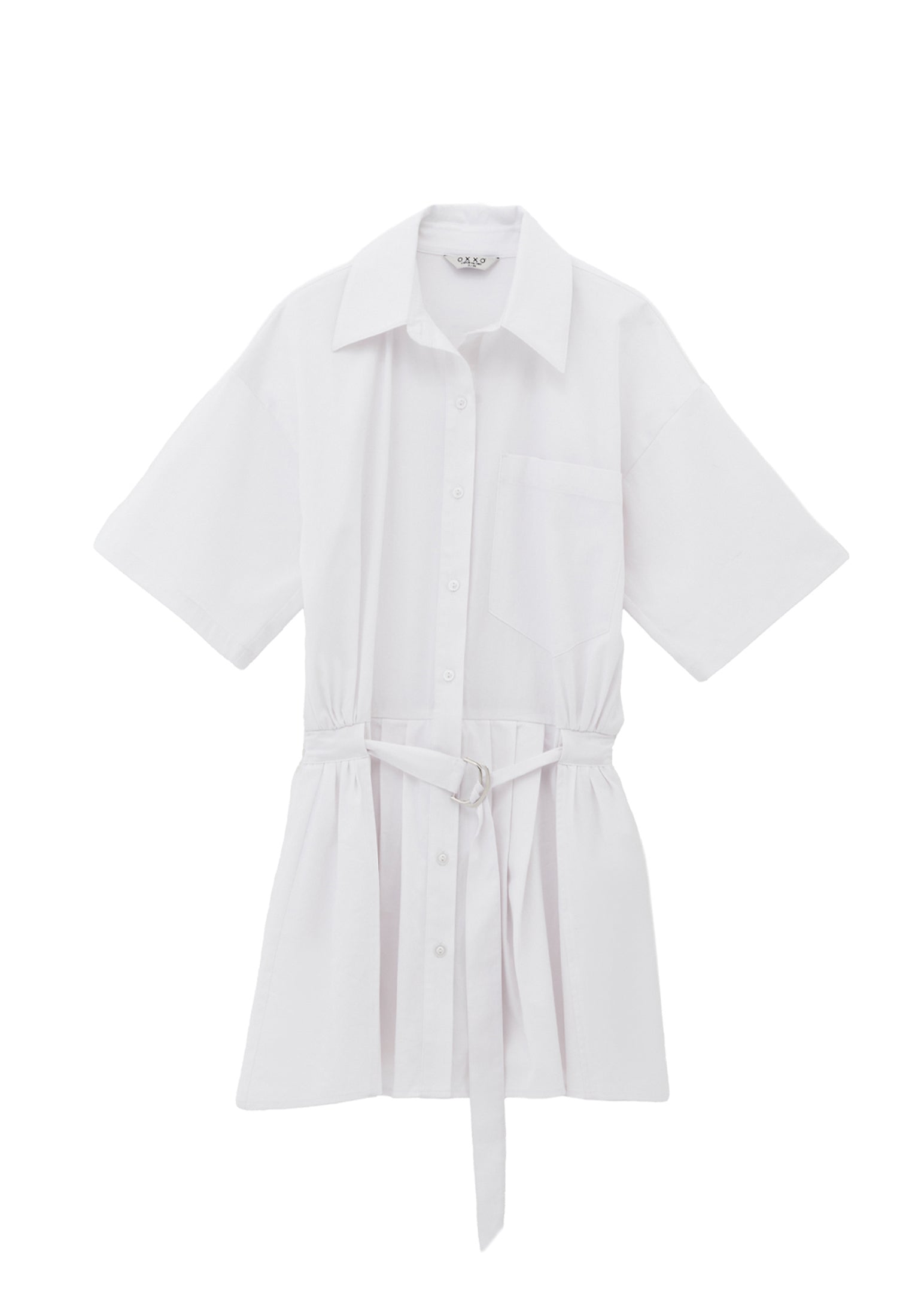 Oversize Short Shirt Collar Women Dress - WHITE