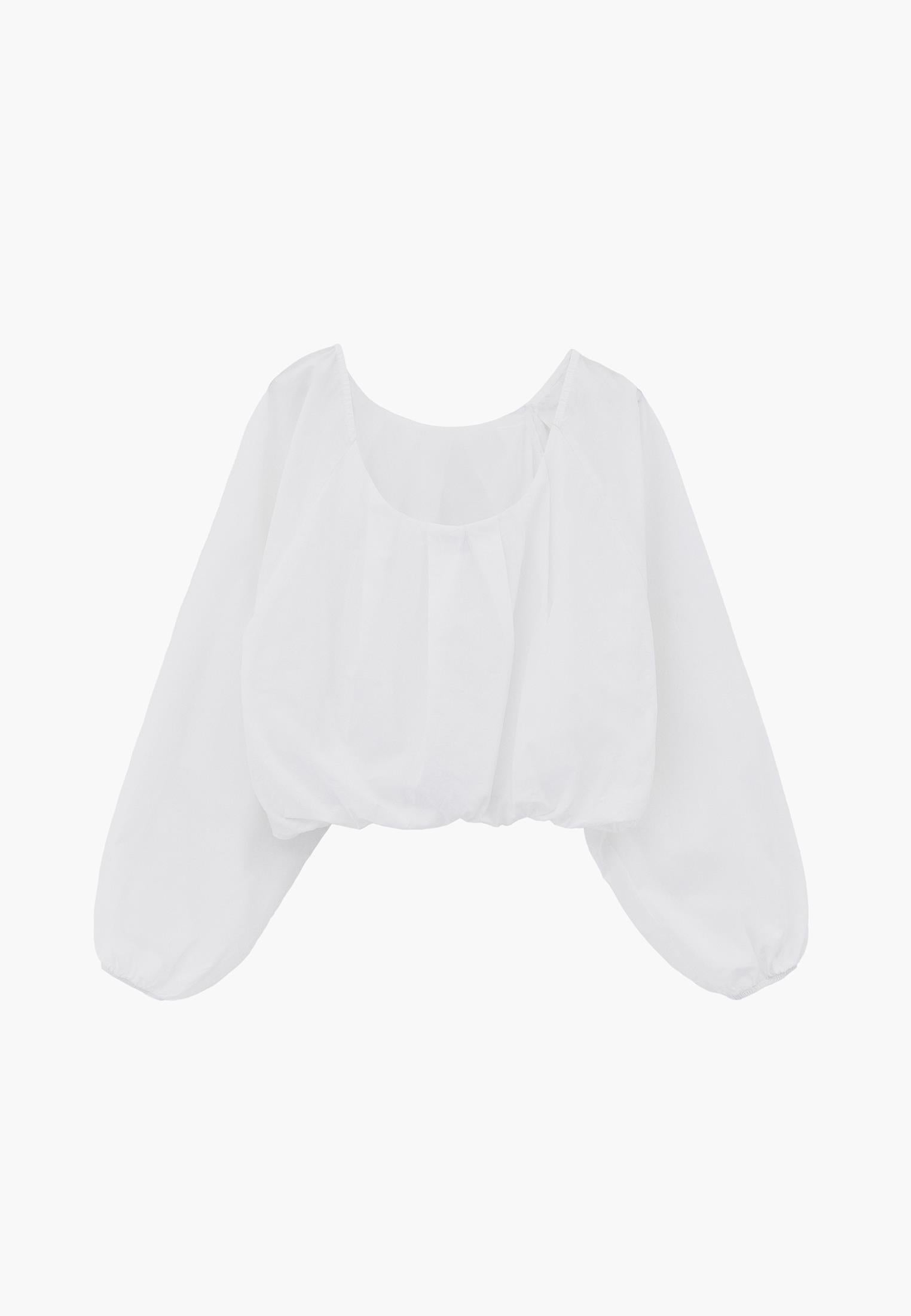 Balloon Form Blouse Long Sleeve - WHITE