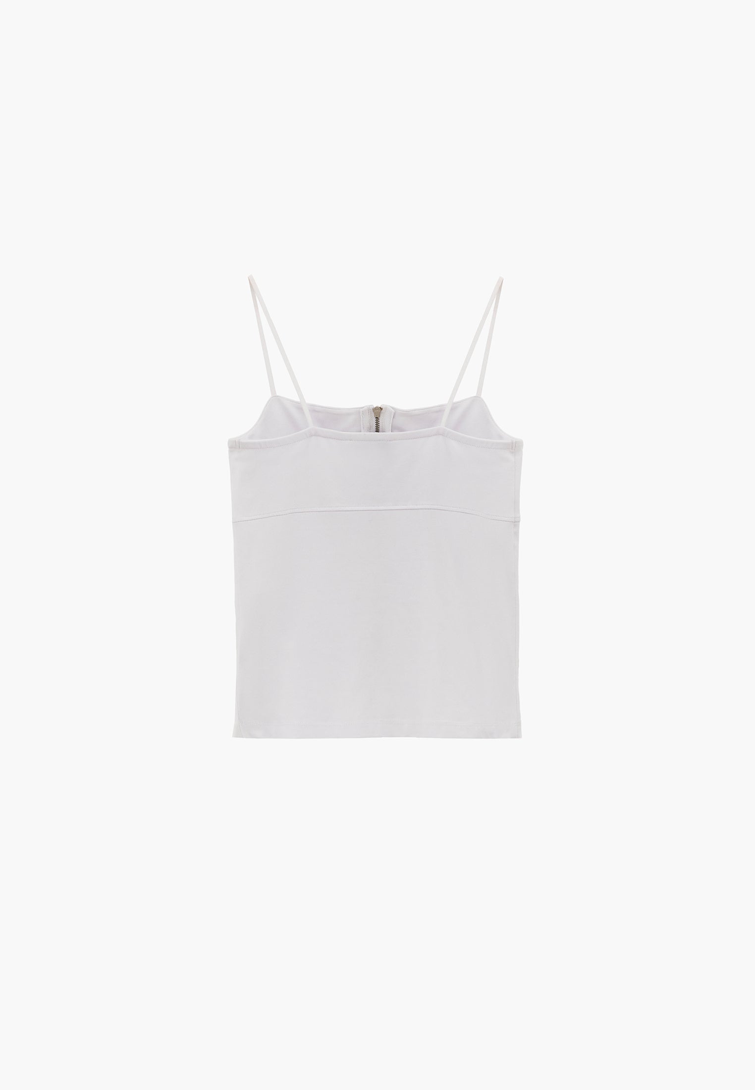 Sleeveless Top With Zipper Detail And Square Neckline - WHITE