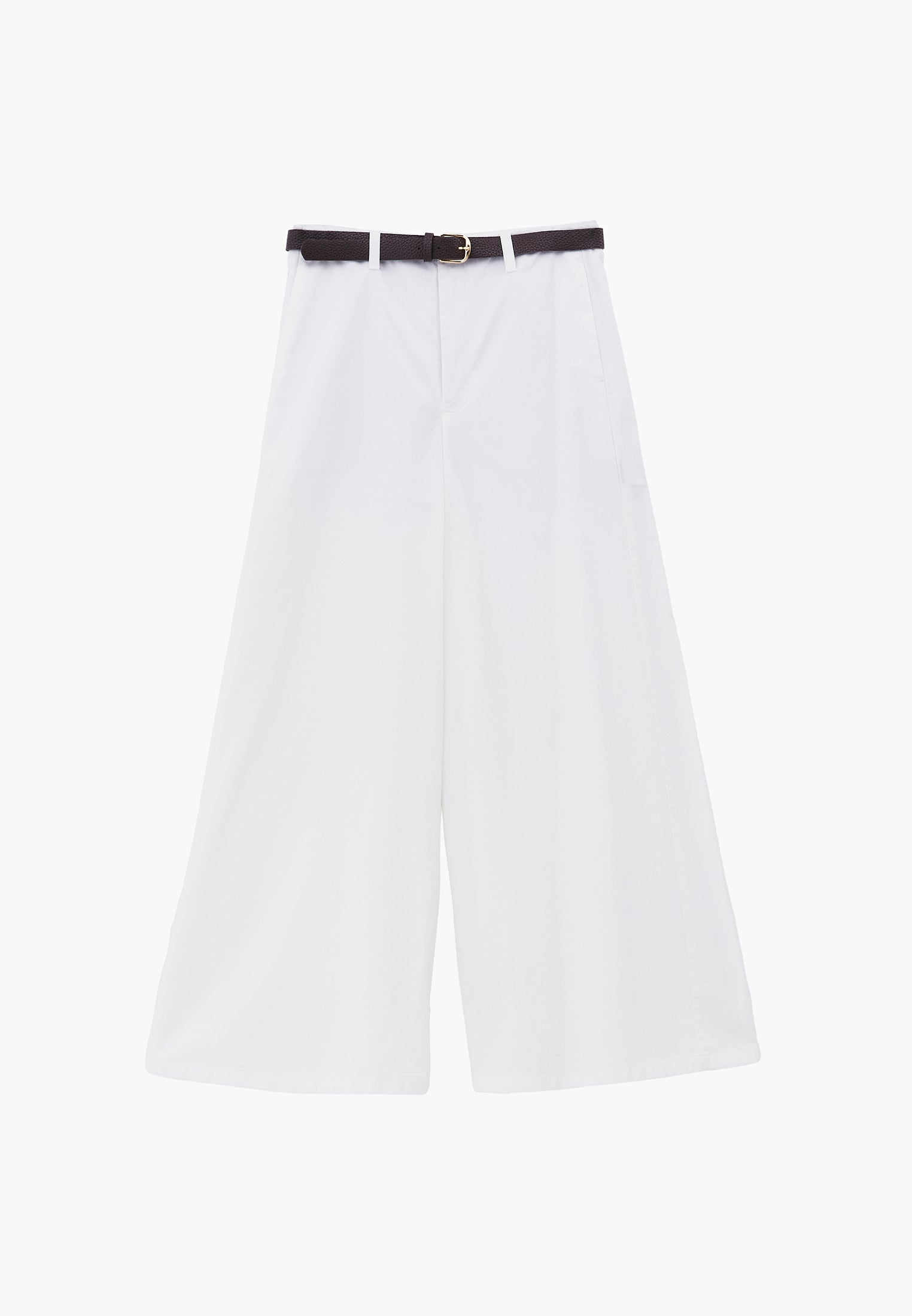 Ultra High Waist Wide Leg Belted Trousers - WHITE