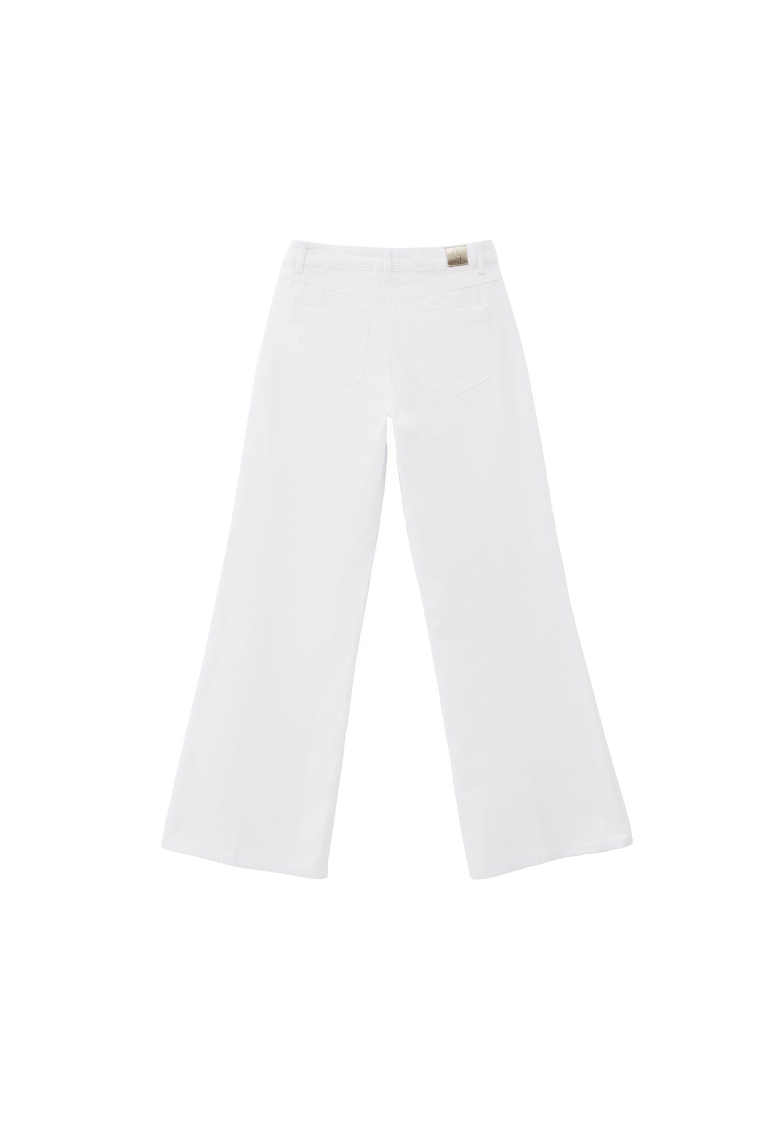 High Waist Wide Leg Long Trousers - WHITE