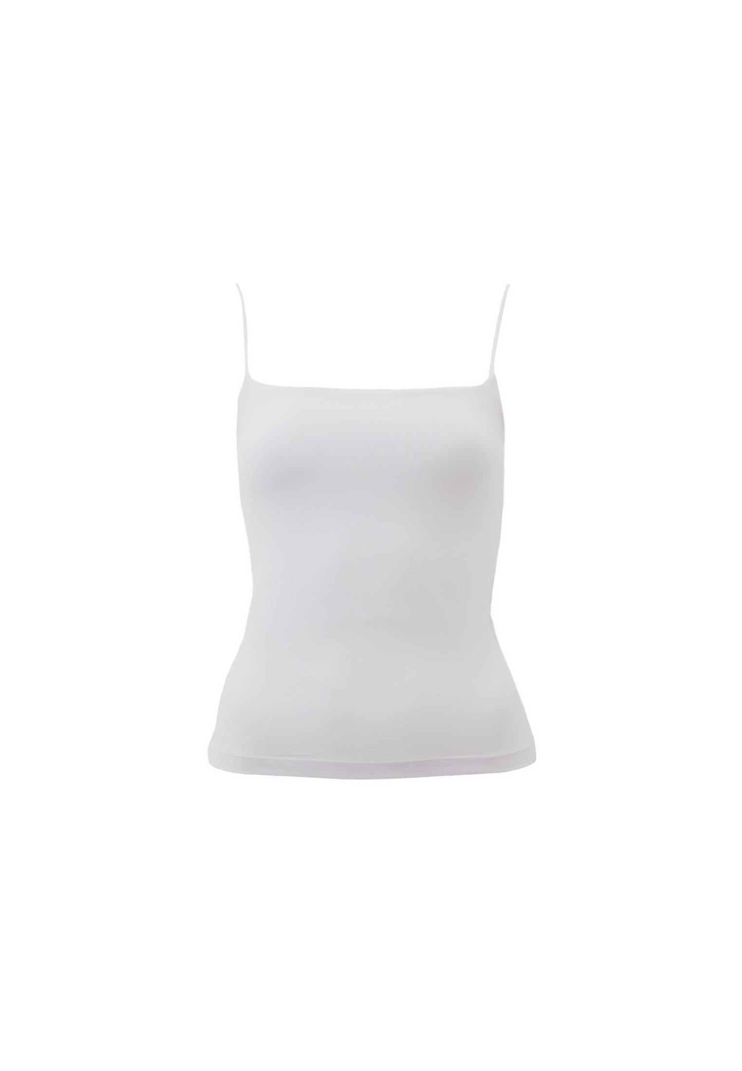 Wide Neck Strappy Tank Top - WHITE