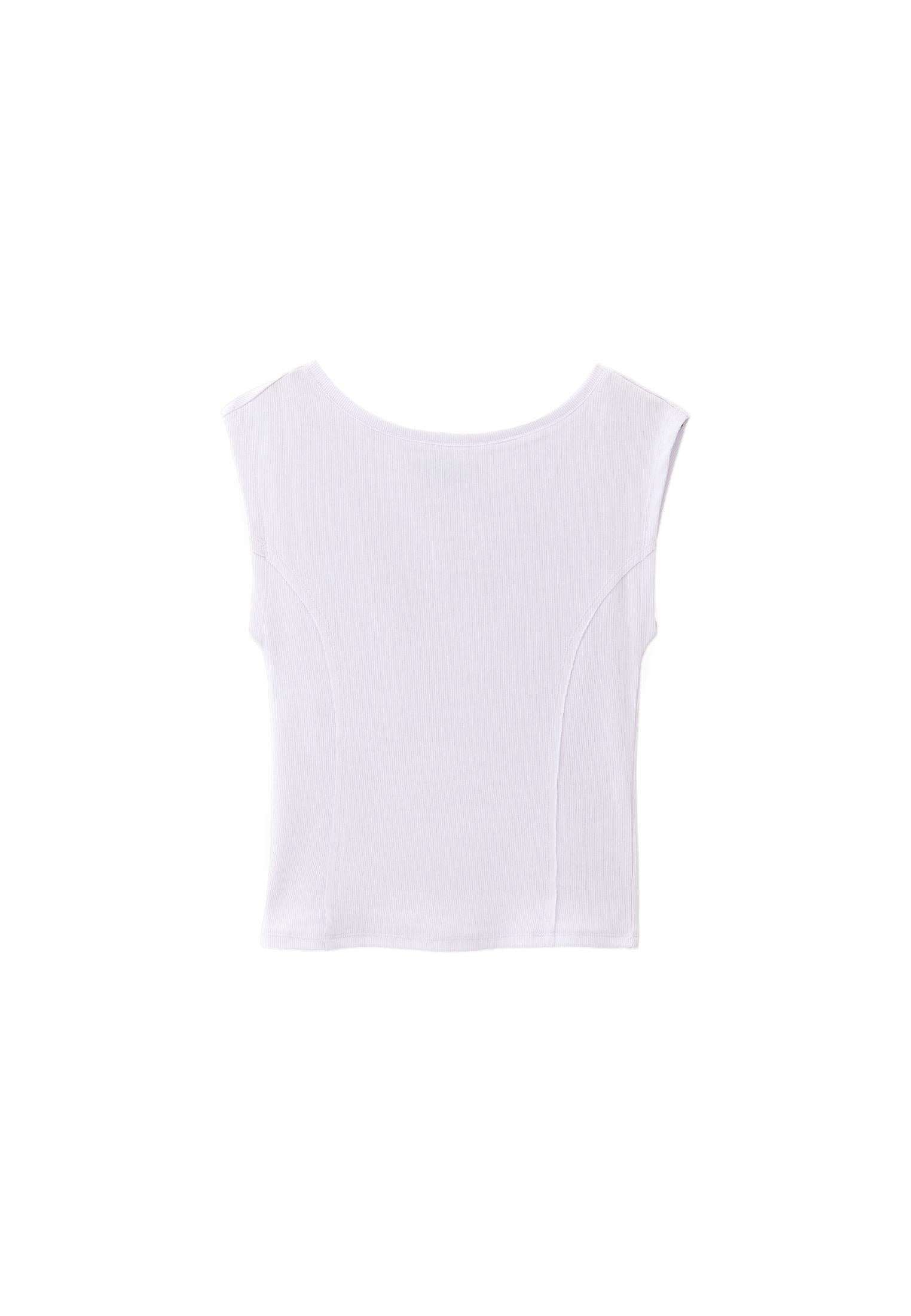 Boat Neck Short Sleeve Bodycon T-Shirt - WHITE