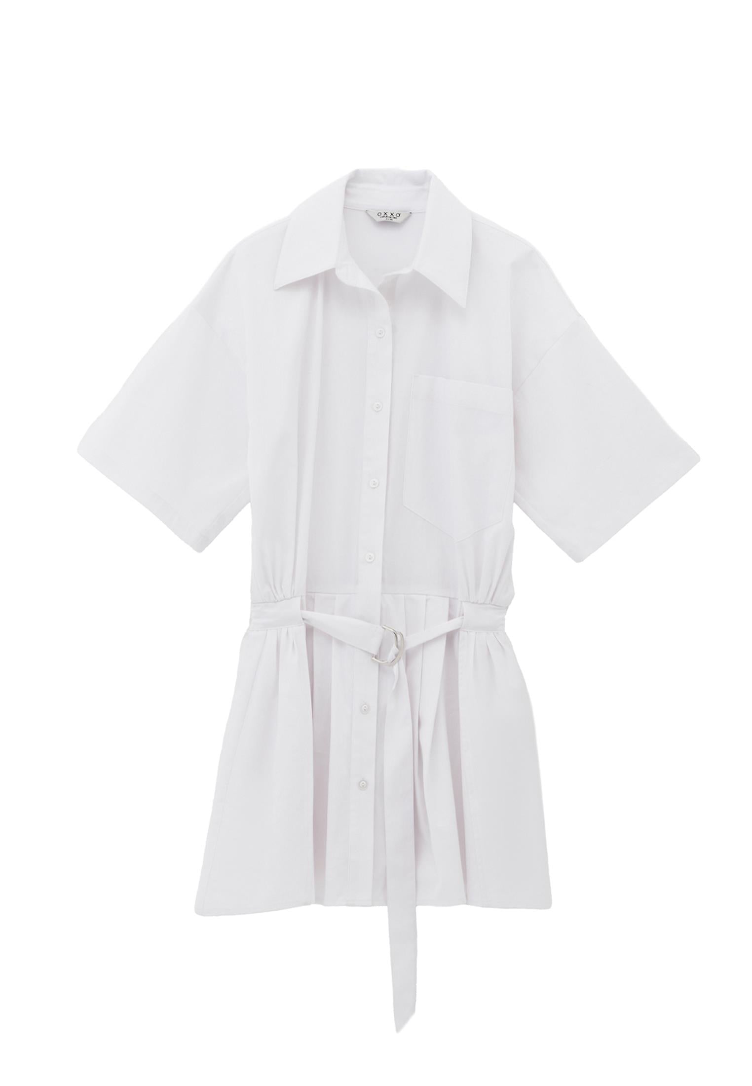 Oversize Short Shirt Collar Women Dress - WHITE