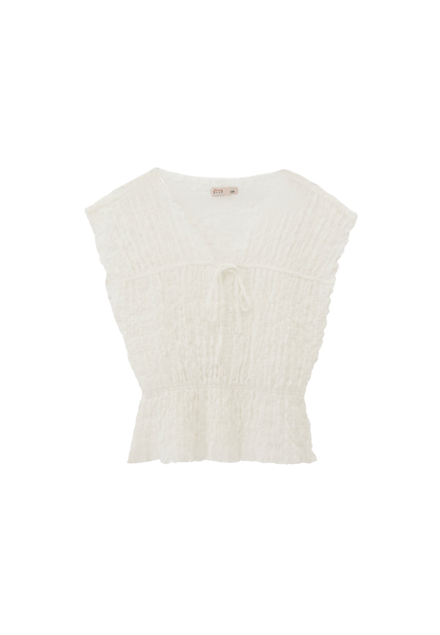 V Neck Short Sleeve Blouse - WHITE