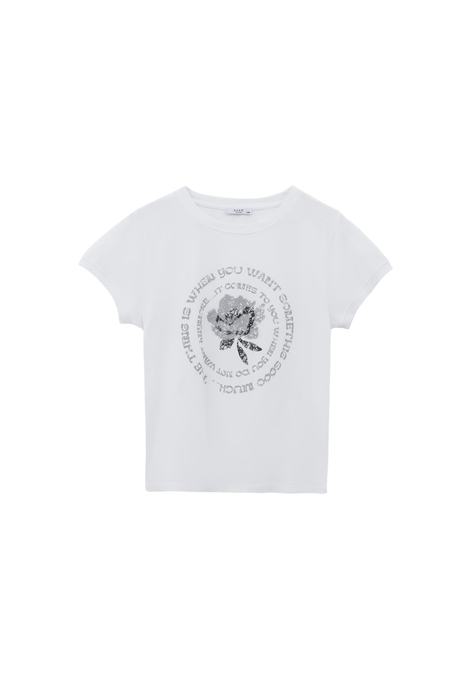 Crew Neck Short Sleeve T-Shirt - WHITE