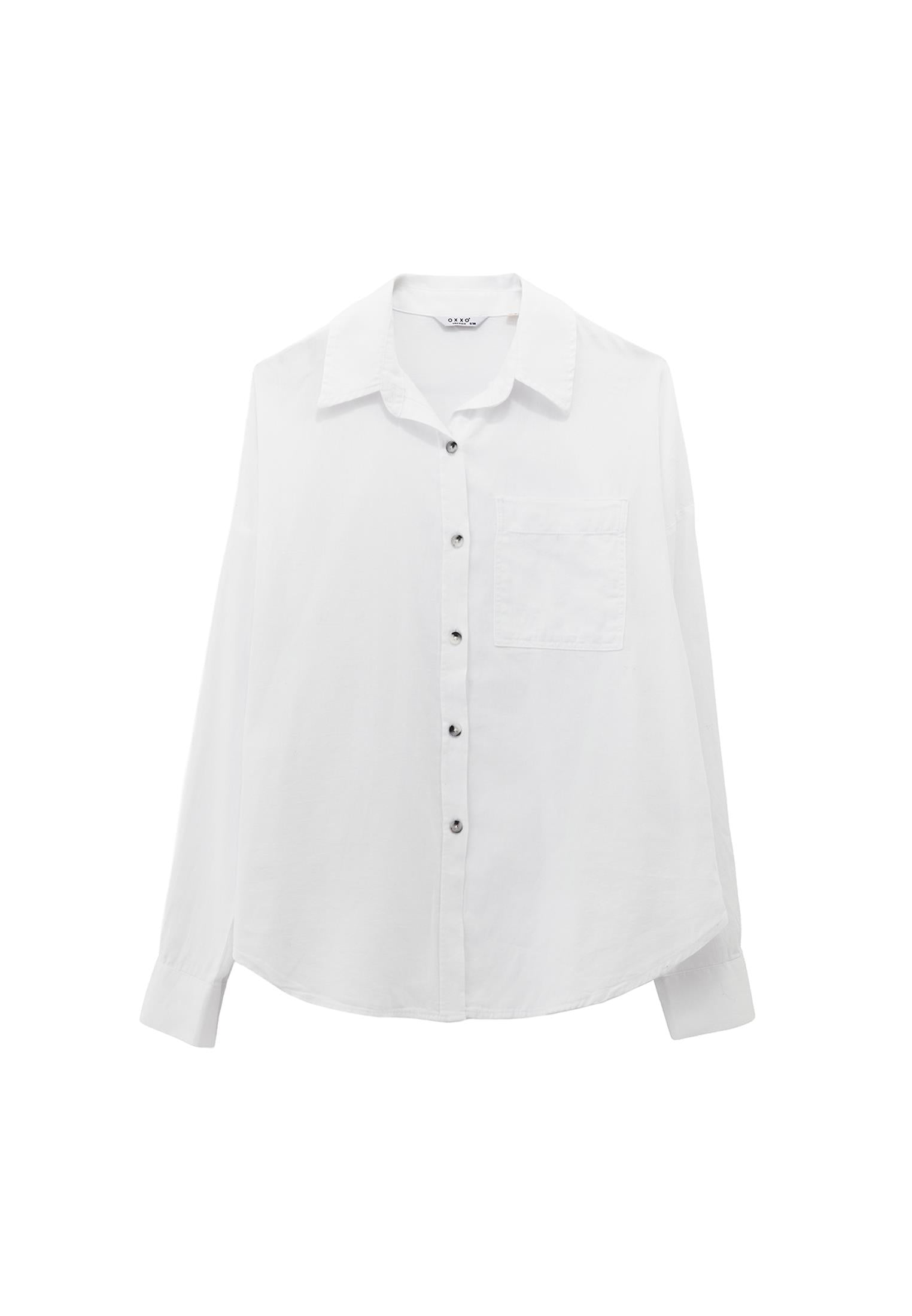 Buttoned Shirt Collar Oversize Shirt - WHITE