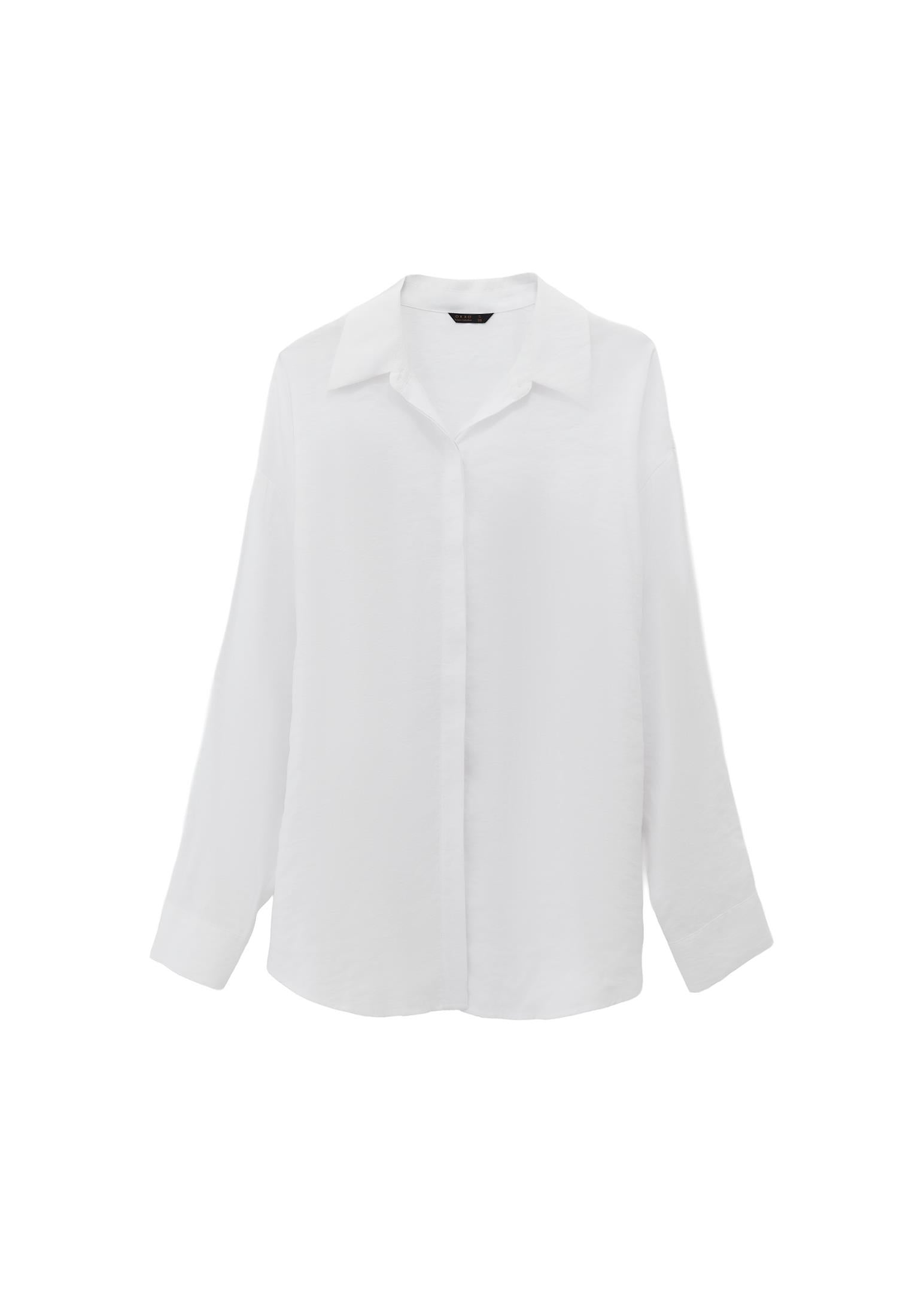Oversize Long Sleeve Buttoned Shirt - WHITE