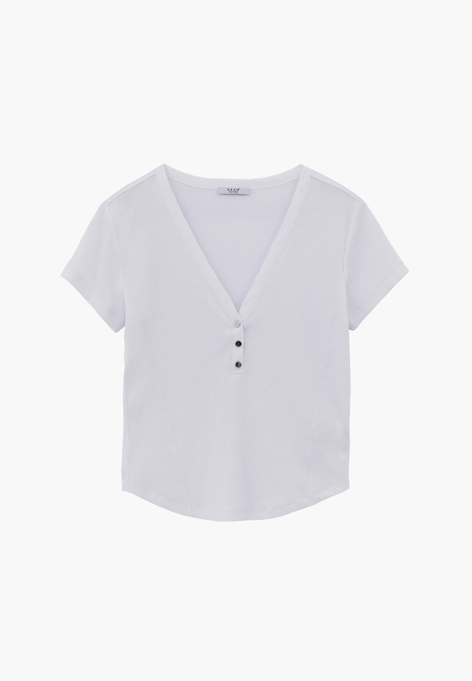V Neck Slim Fit T-Shirt - WHITE