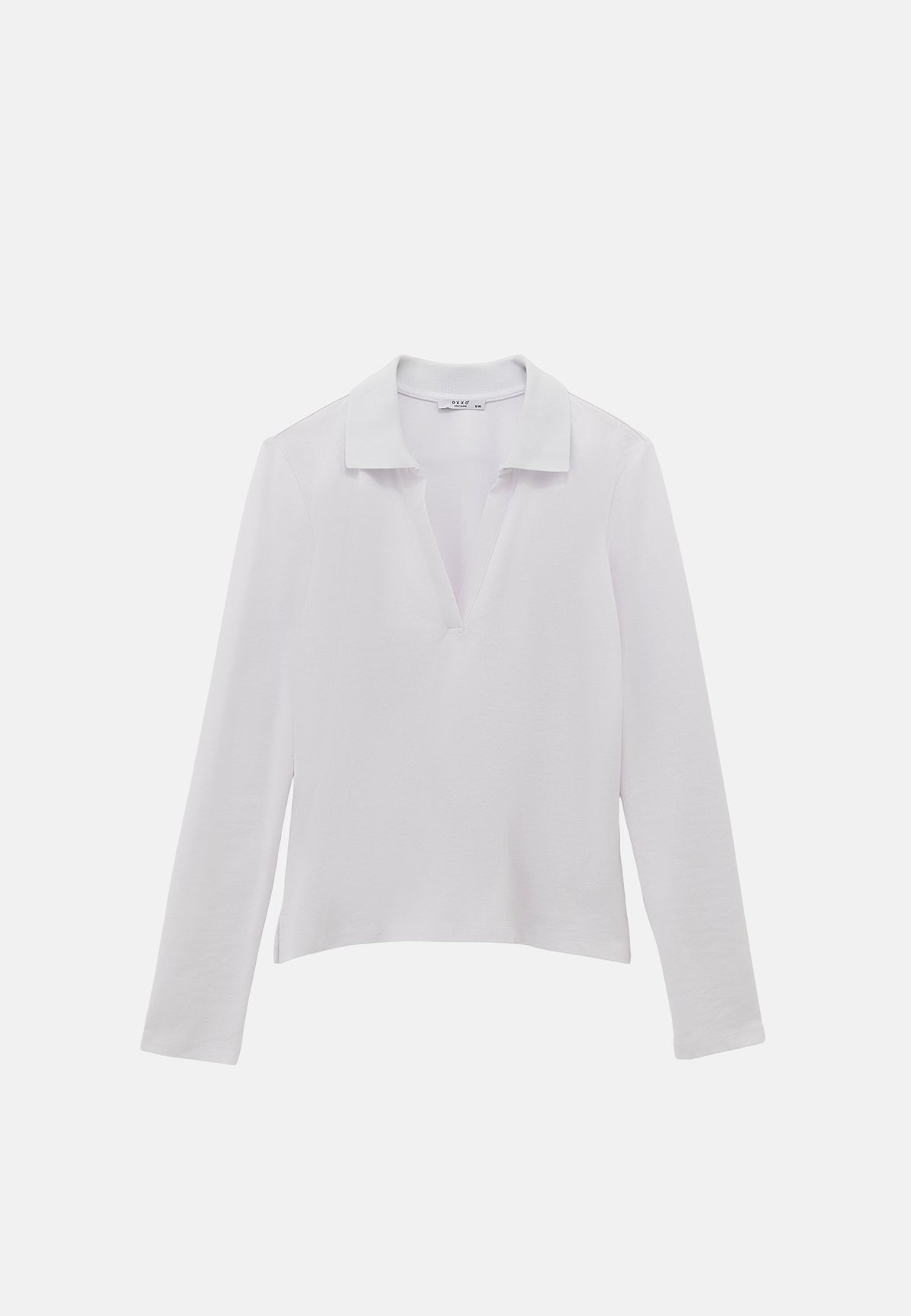 Standard Polo Collar T-Shirt With Slit Detail - WHITE