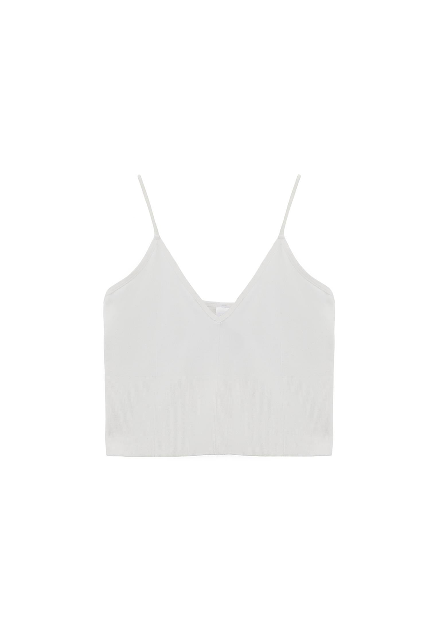 Seamless V Neck Tank Top - WHITE