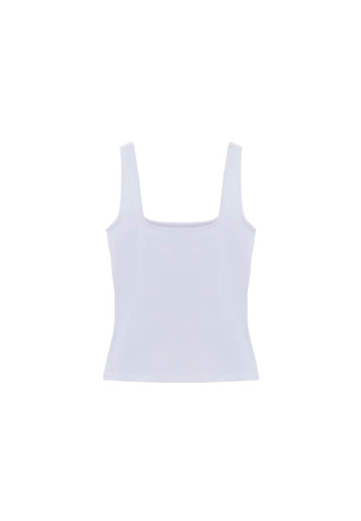Square Neck Tank Top - WHITE