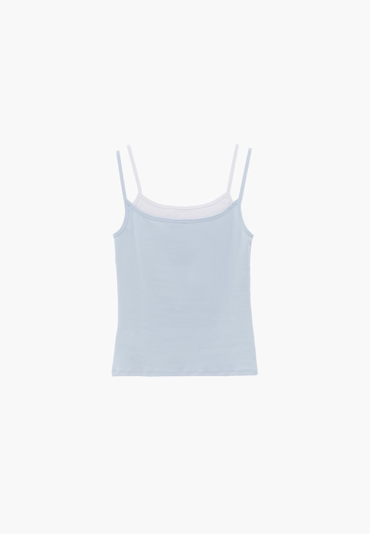 U Neck Bodycon Tank Top - ICE WATER/WHITE