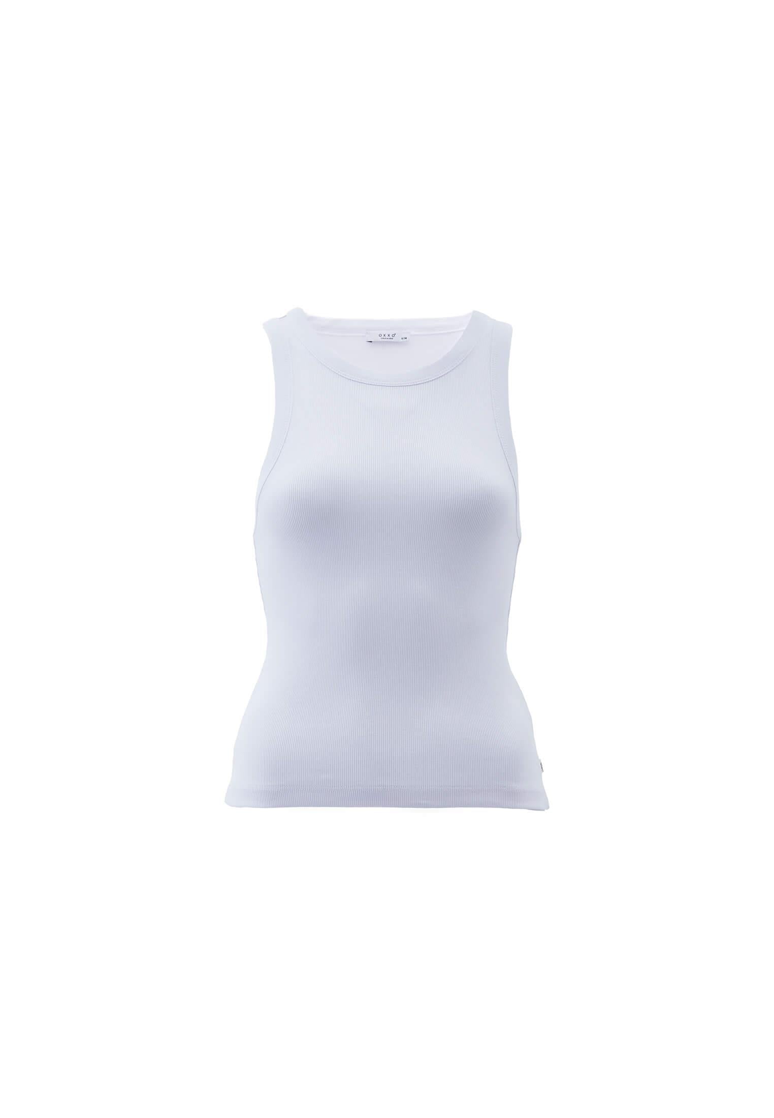 Crew Neck Bodycon Tank Top - WHITE