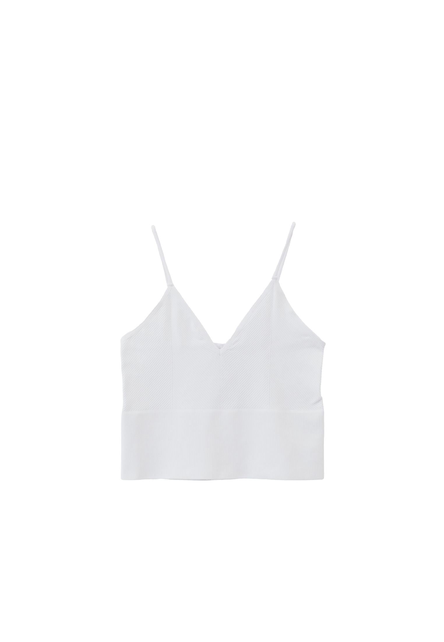 Jacquard Patterned V Neck Tank Top - WHITE