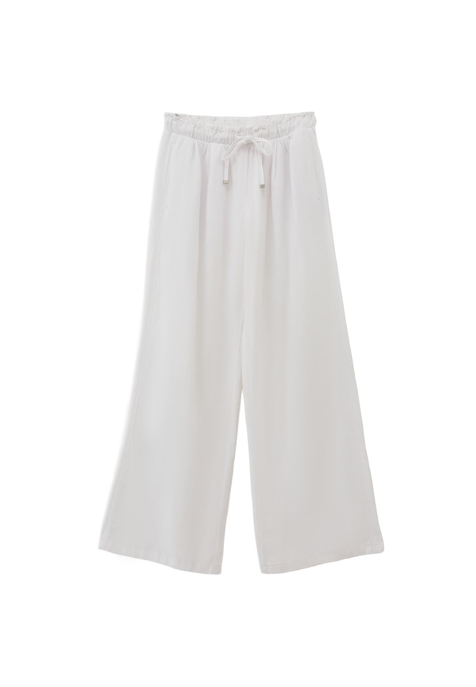 High Waist Wide Leg Pants - WHITE