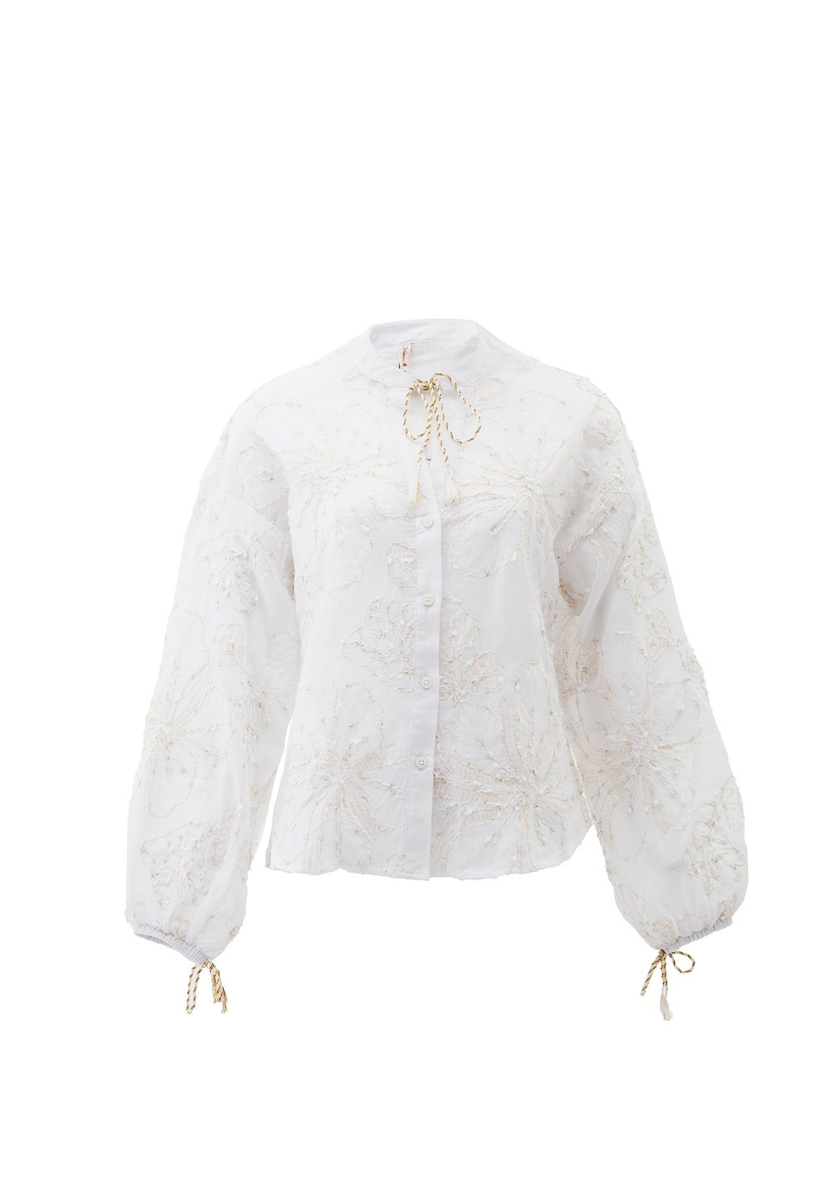 Oversize Embroidered Blouse - WHITE