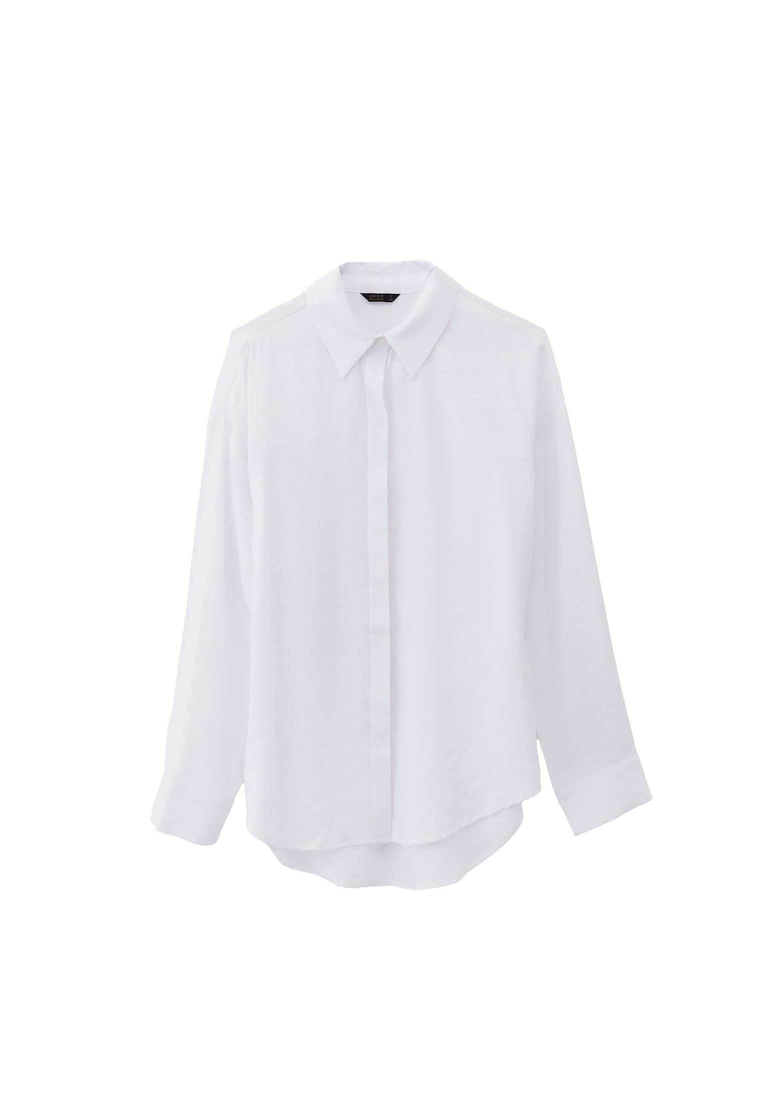 Oversize Shirt With Button Detail - WHITE