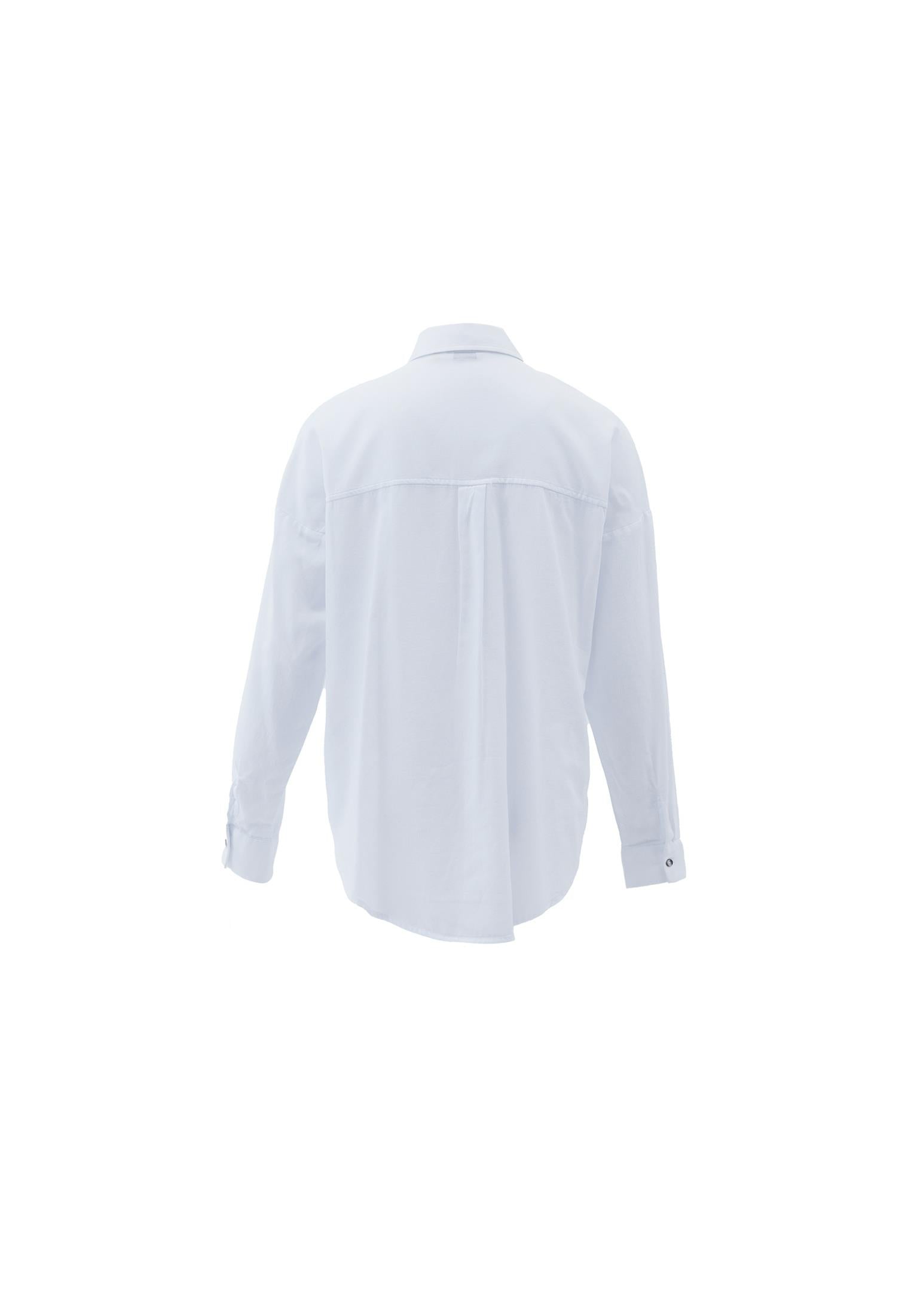 Shirt Collar Buttoned Oversize Long Sleeve Shirt - WHITE