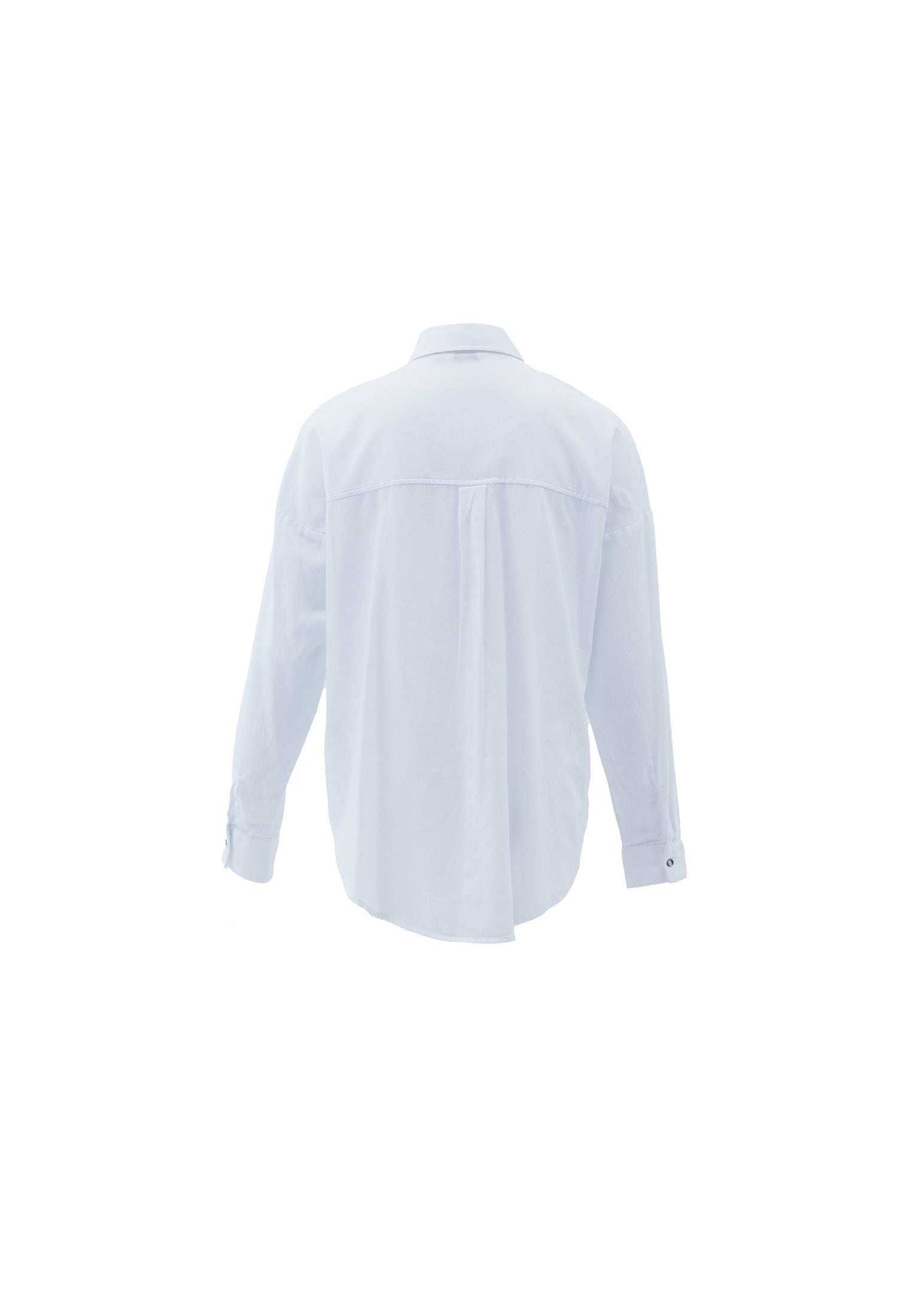 Shirt Collar Buttoned Oversize Long Sleeve Shirt - WHITE