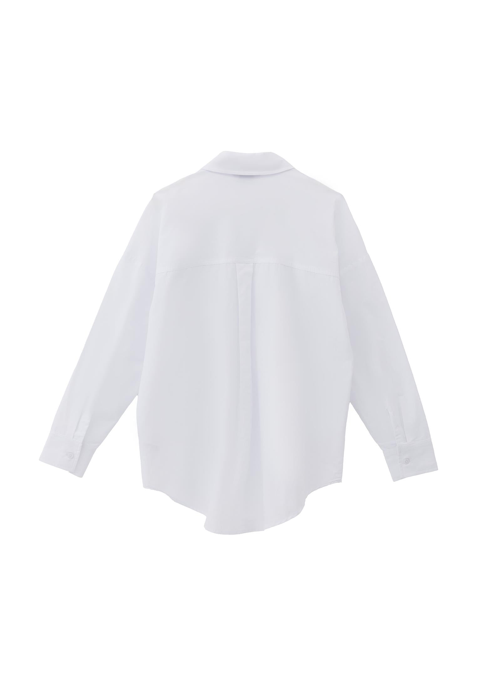 Oversize Long Sleeve Printed Shirt - WHITE