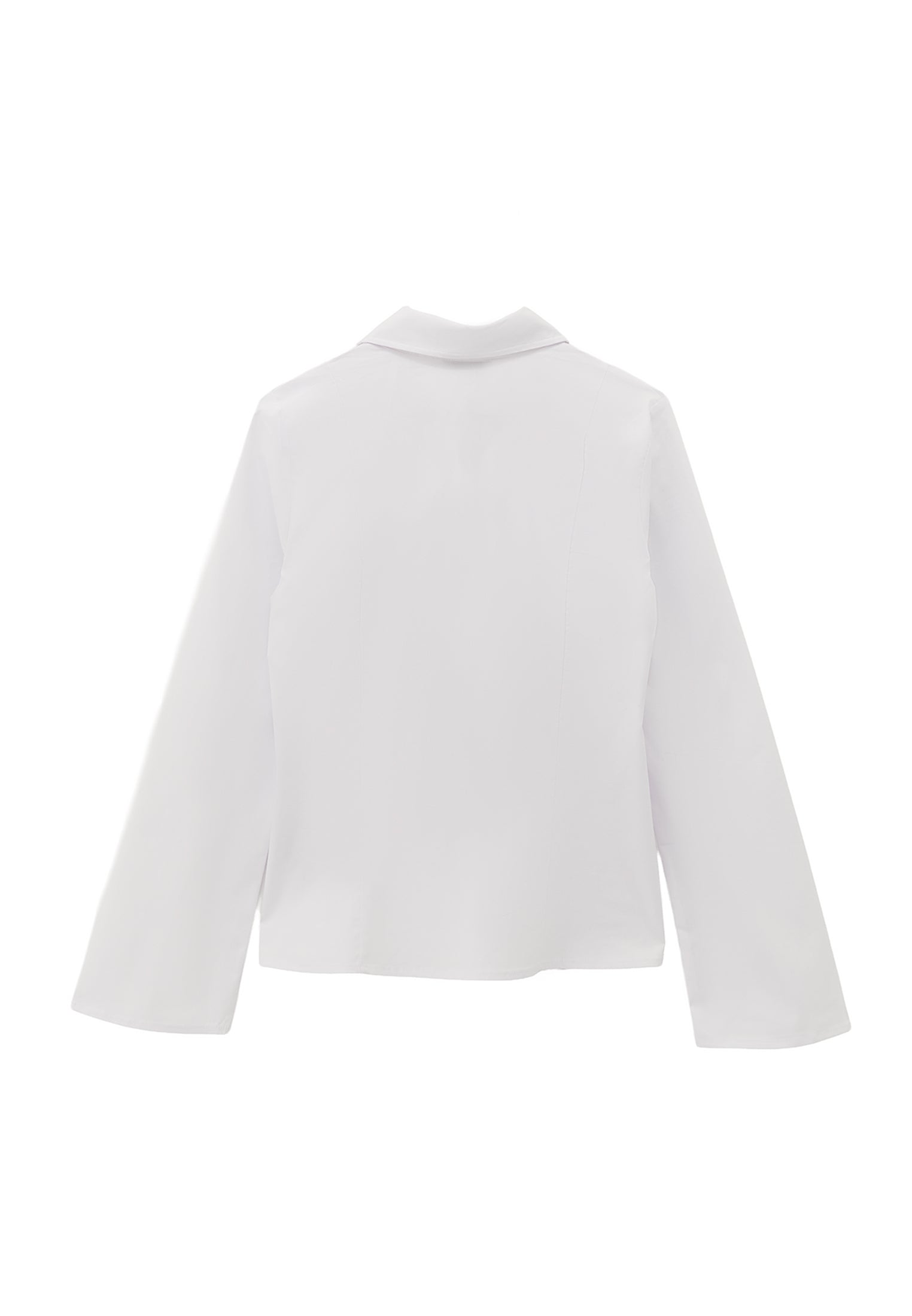 Shirt Collar Long Sleeve Buttoned Shirt - WHITE