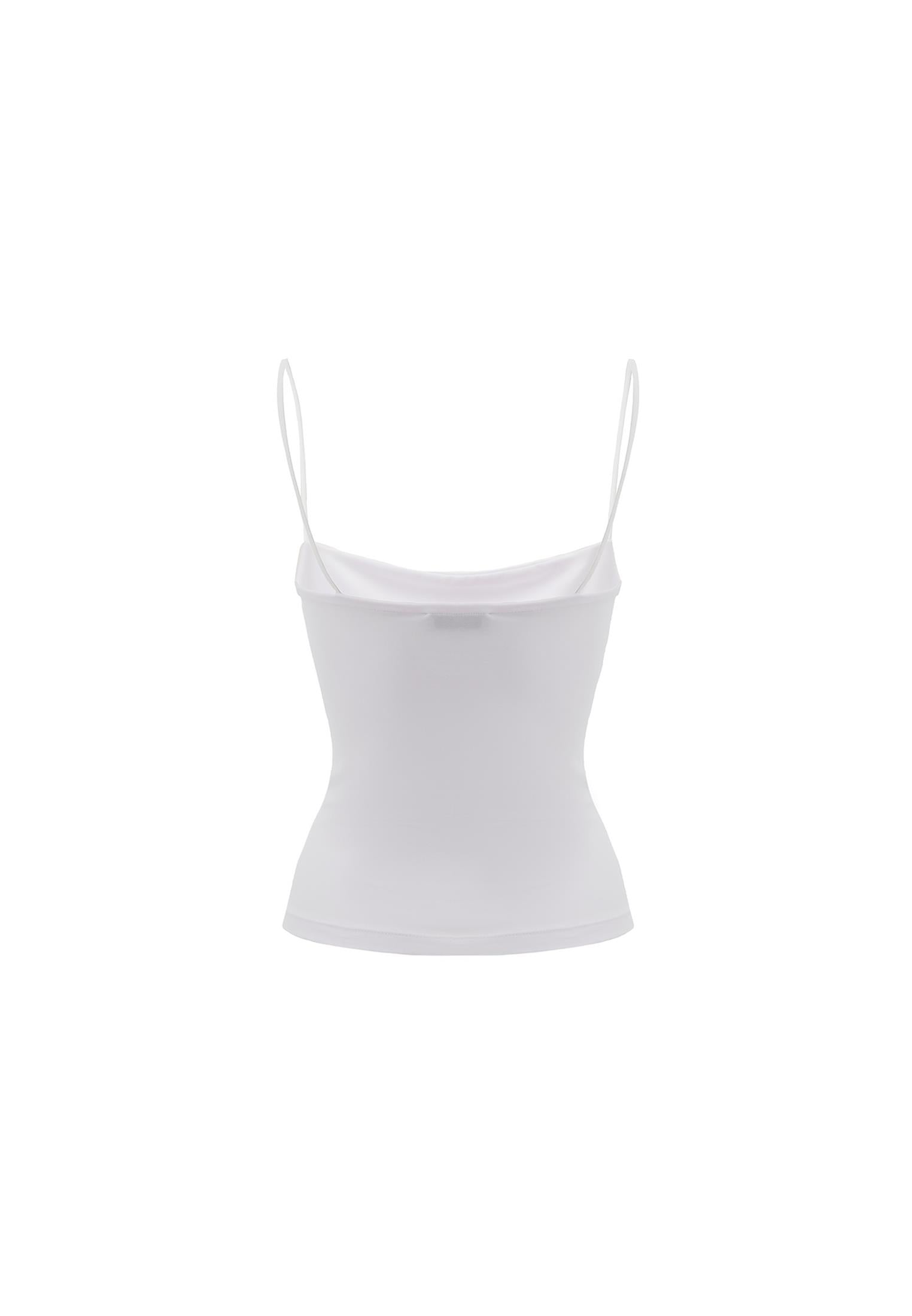 Wide Neck Strappy Tank Top - WHITE
