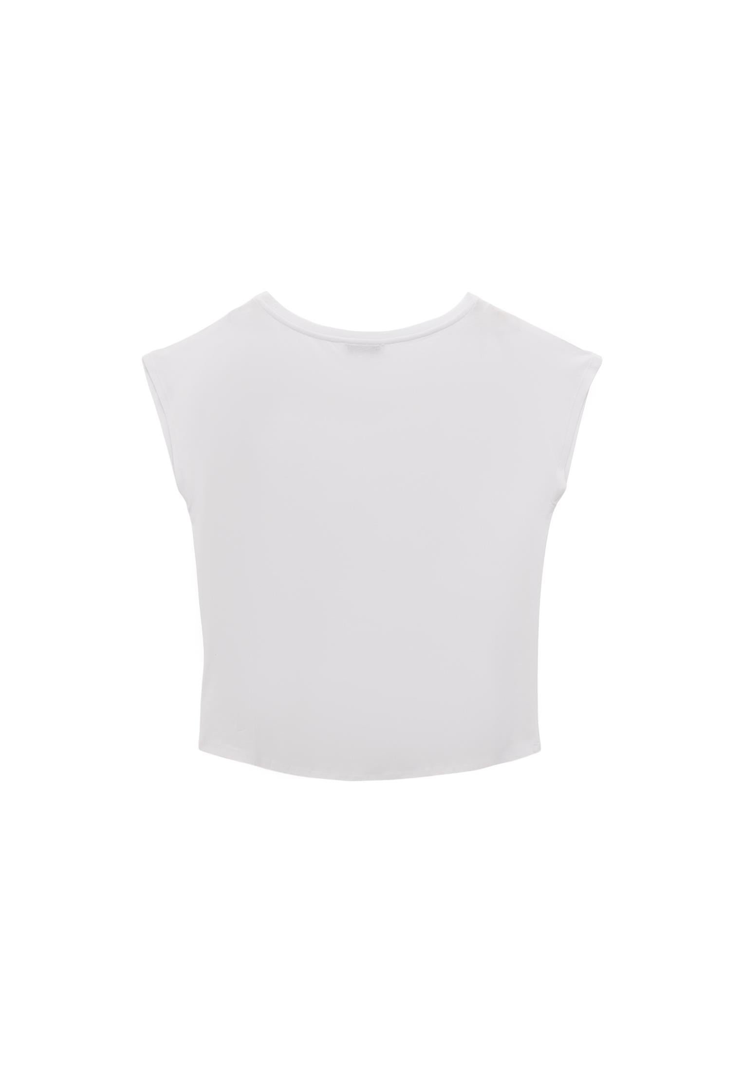 Boat Neck Short Sleeve T-Shirt - WHITE
