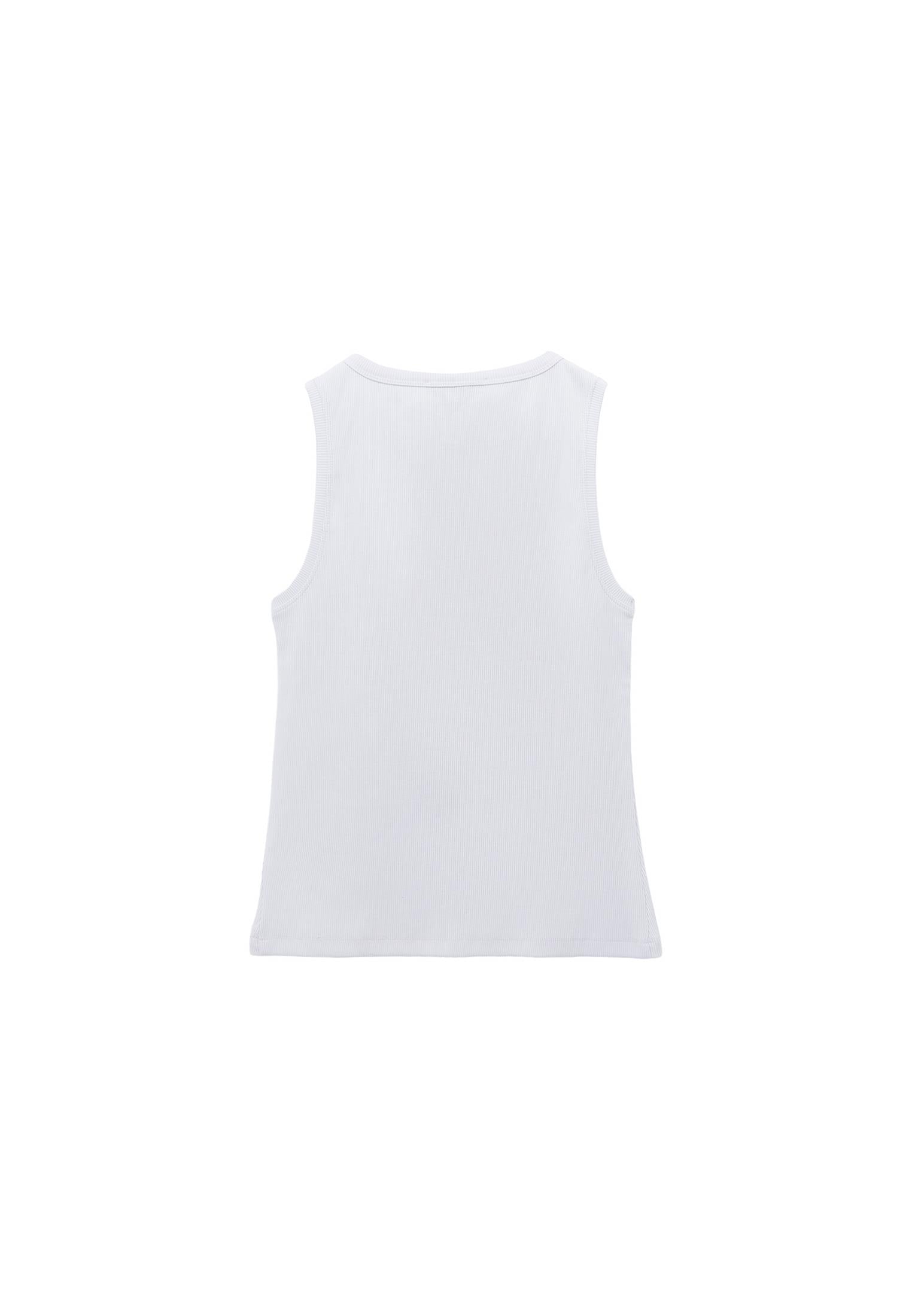 Sleeveless Tank With Crew Neck - WHITE