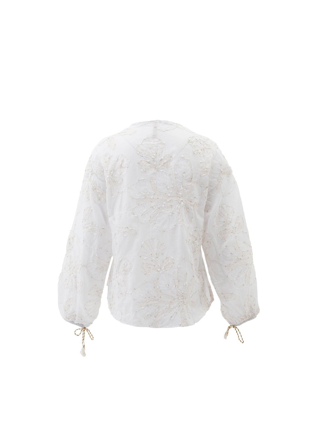 Oversize Embroidered Blouse - WHITE