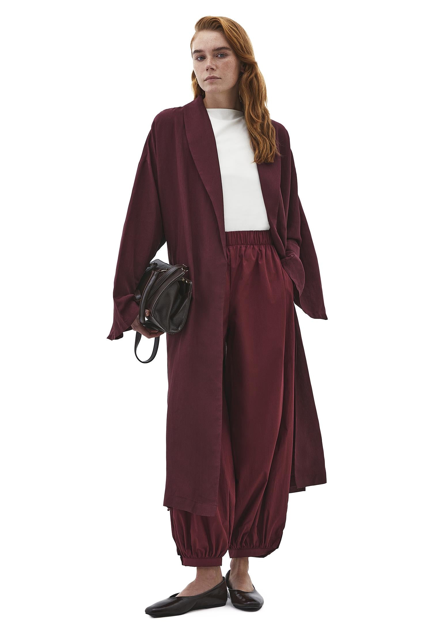 Jogger High Waist Long Trousers - WINDSOR WINE