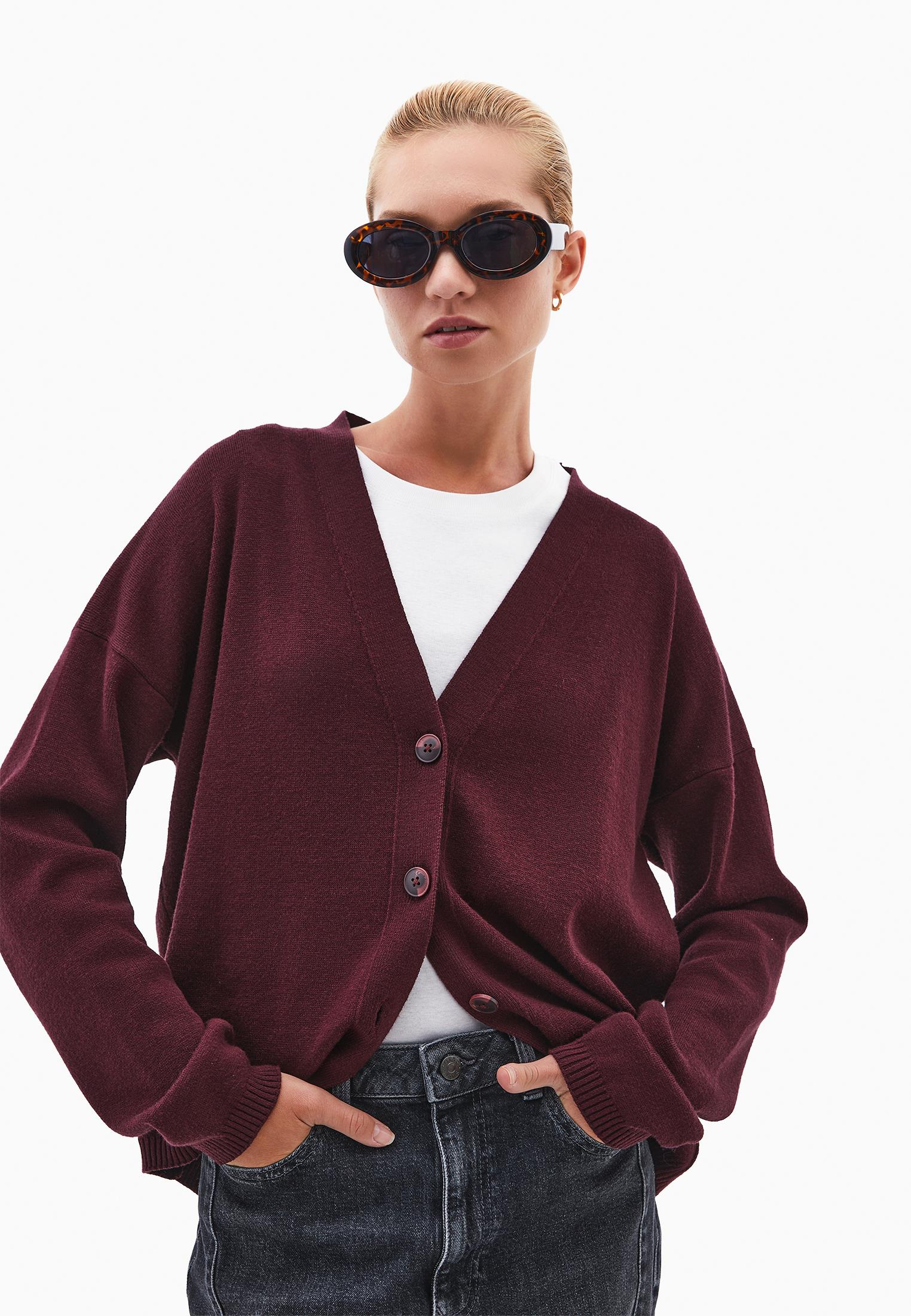 Viscose V-Neck Cardigan - WINETASTING